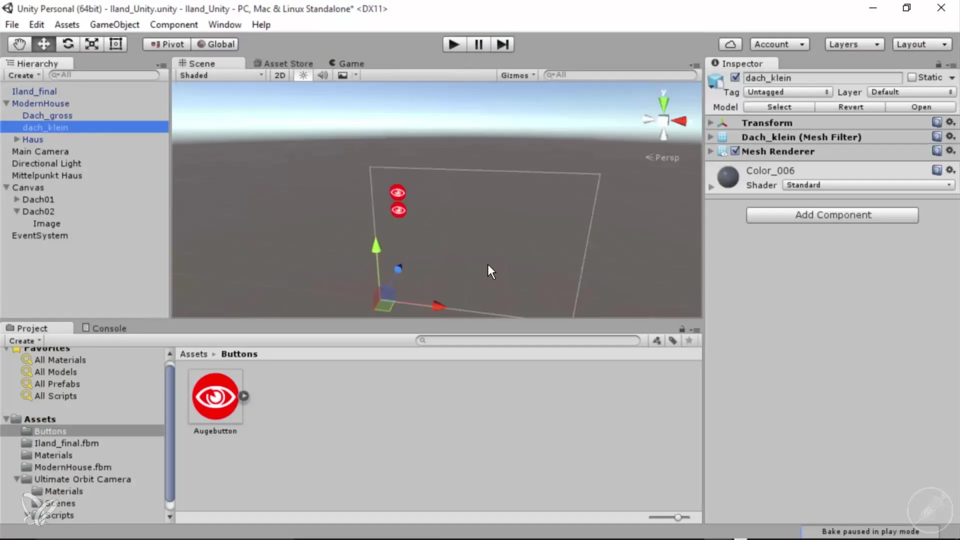 Se ha añadido con éxito un segundo botón para el techo en Unity Se agregó con éxito un segundo botón para el techo en Unity
