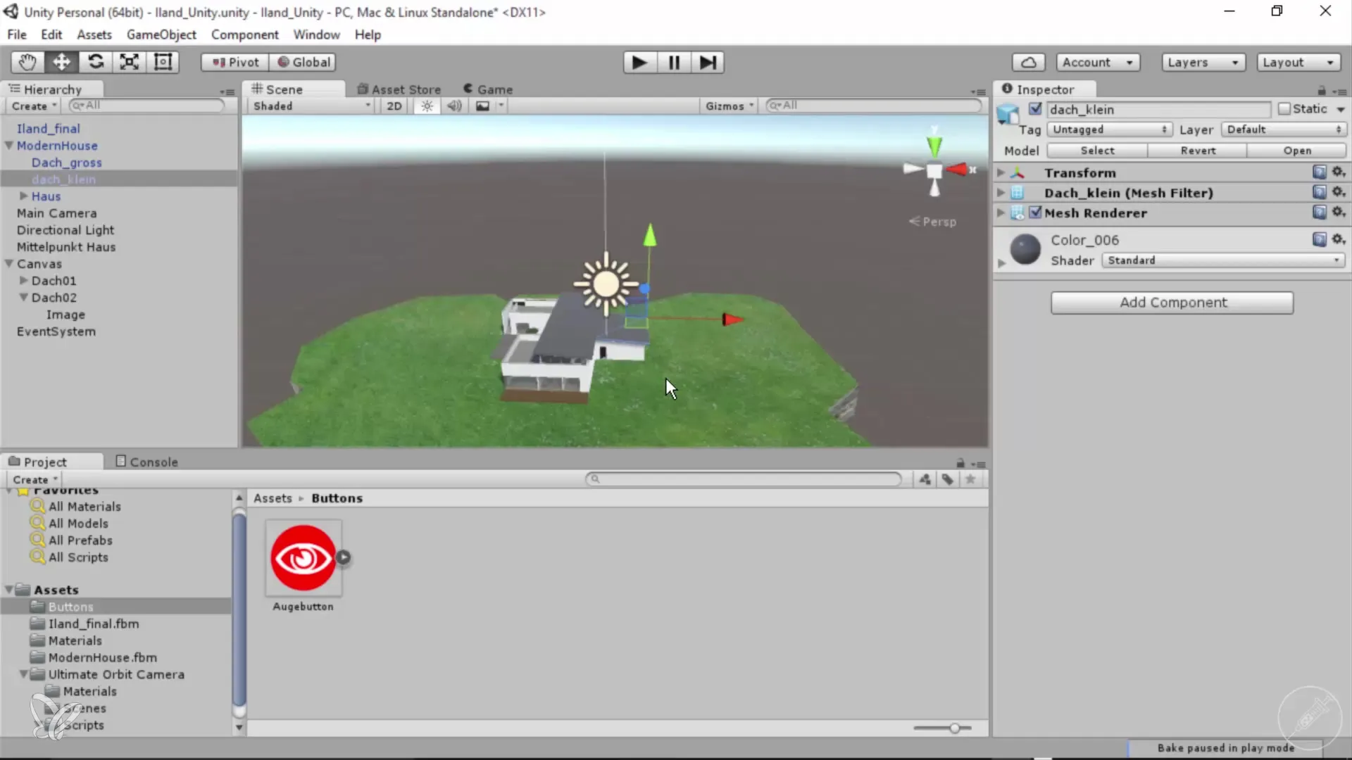 Añadir segundo botón para el techo en Unity con éxito Se ha añadido con éxito un segundo botón para el techo en Unity