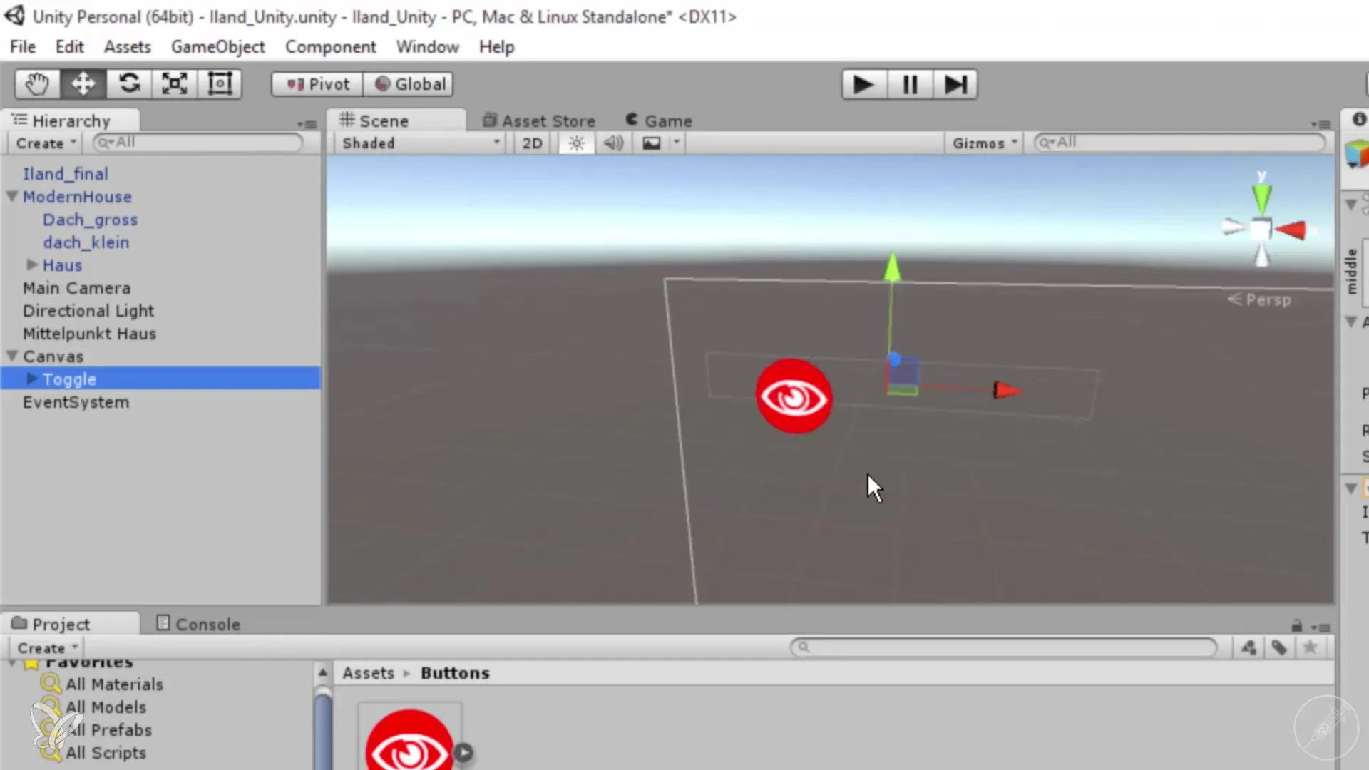 Segundo botón para el techo añadido con éxito en Unity Añadir con éxito un segundo botón para el techo en Unity