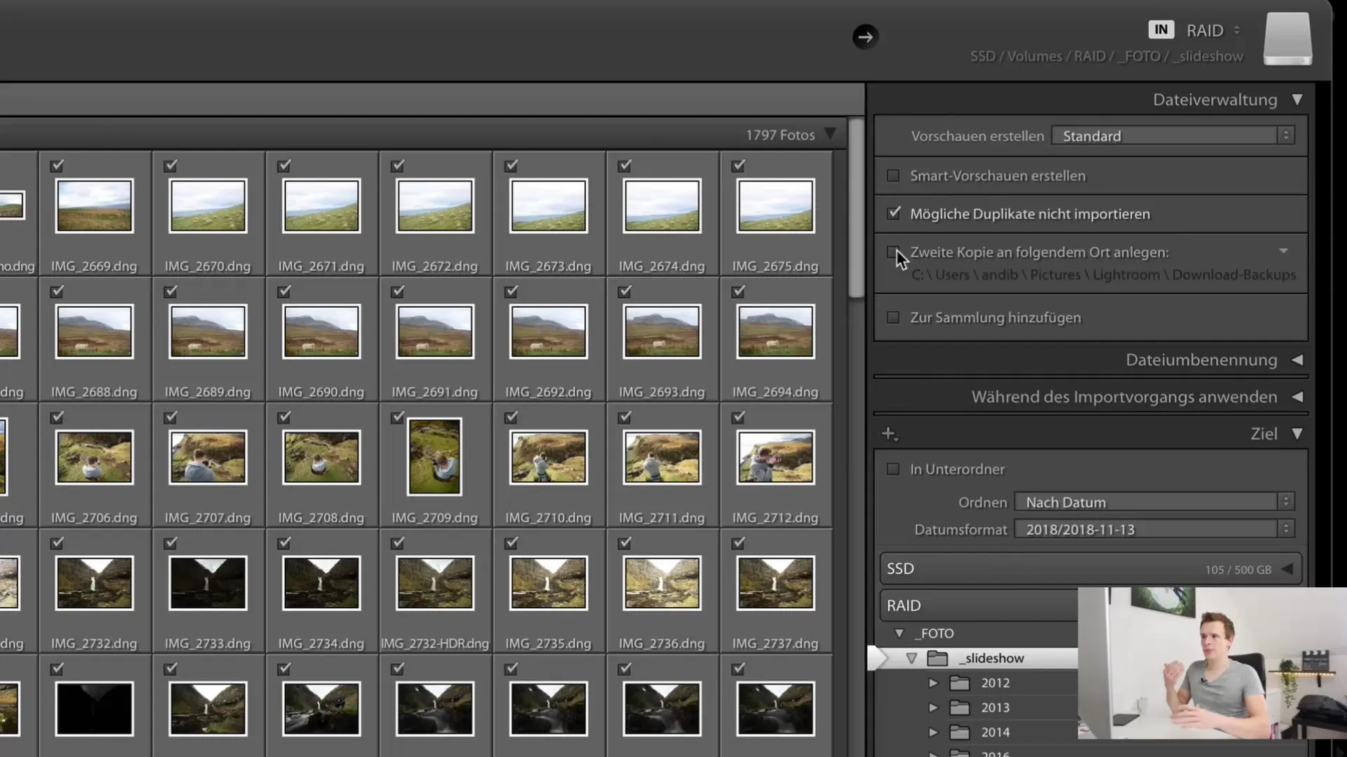 Importazione più efficiente delle immagini in Lightroom Classic CC