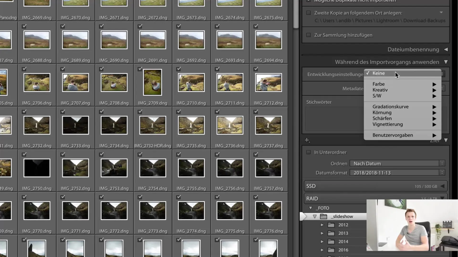 Importazione più efficiente delle immagini in Lightroom Classic CC