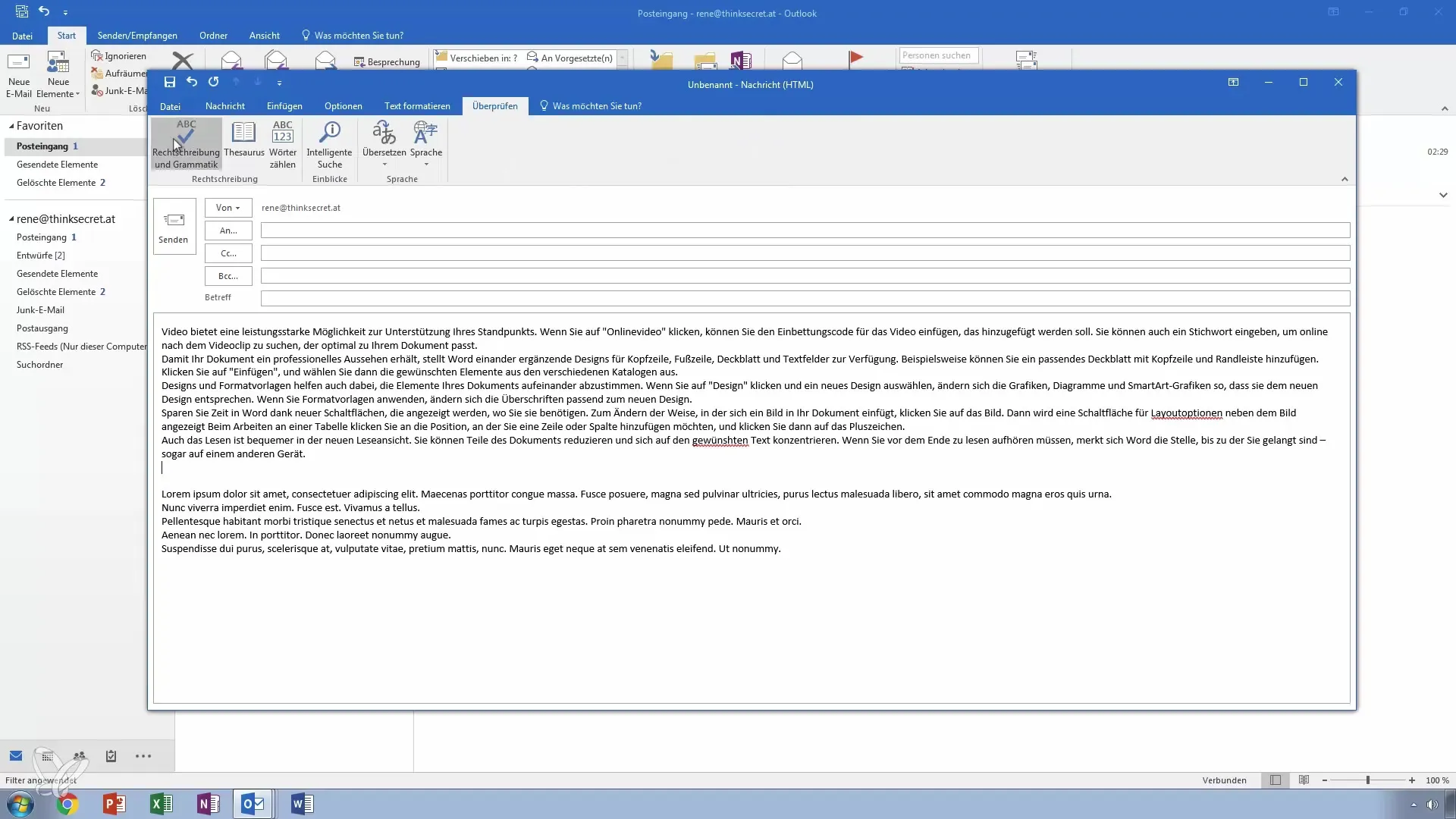 Corrección ortográfica de correos electrónicos, tesauro y traducción en Outlook Revisión ortográfica de correo electrónico, tesauro y traducción en Outlook