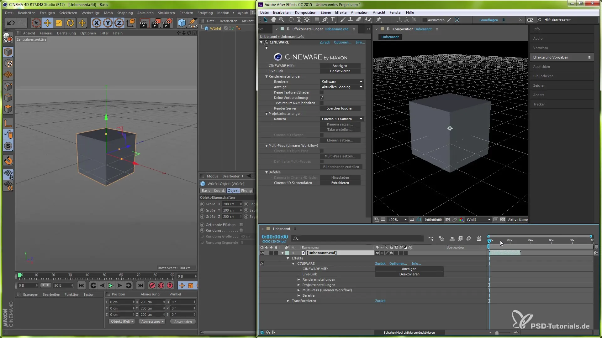 After Effects CINEWARE 3.0: Sincronizzazione sicura con Live-Link