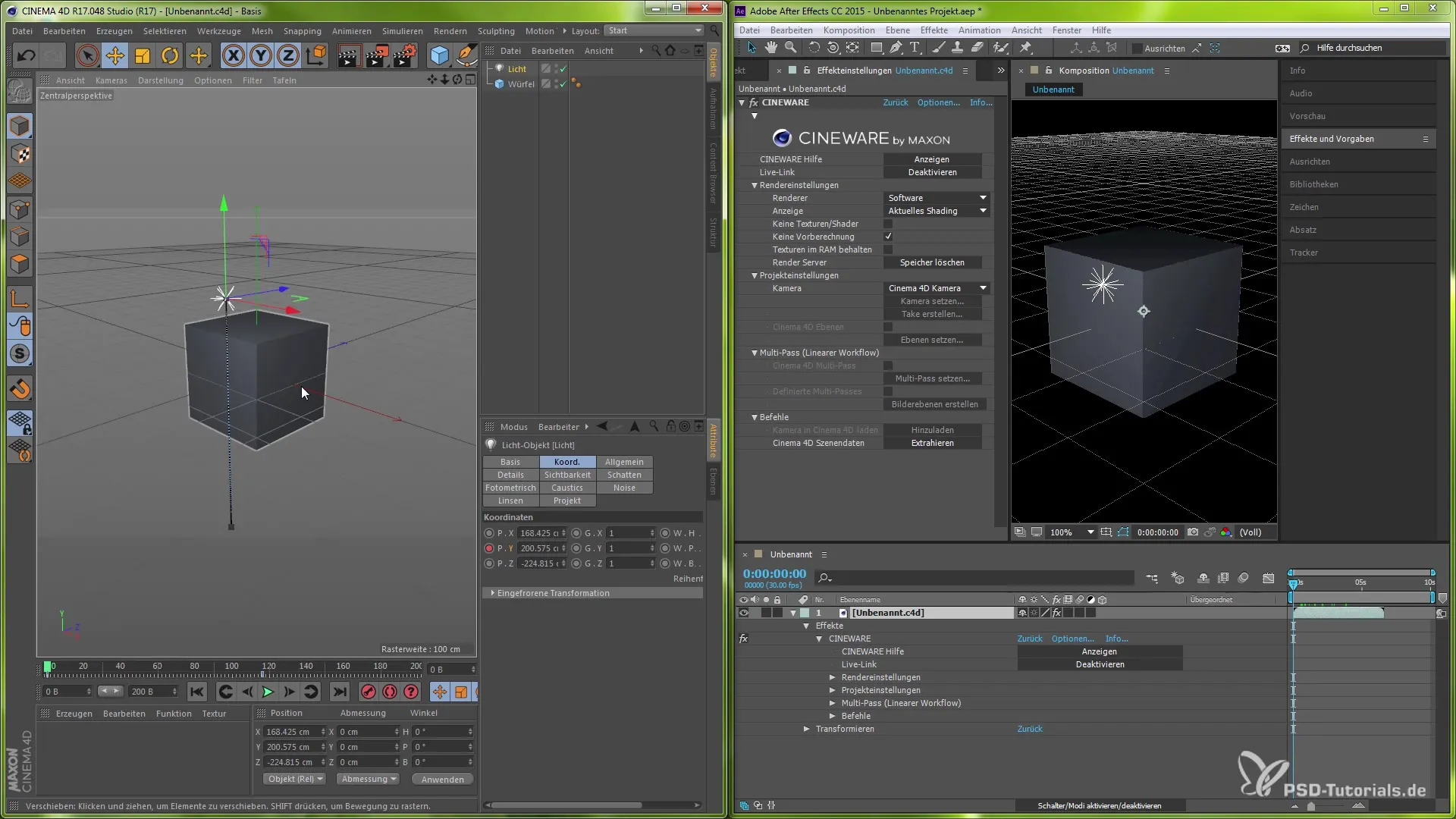 After Effects CINEWARE 3.0: Sincronizzazione sicura con Live-Link