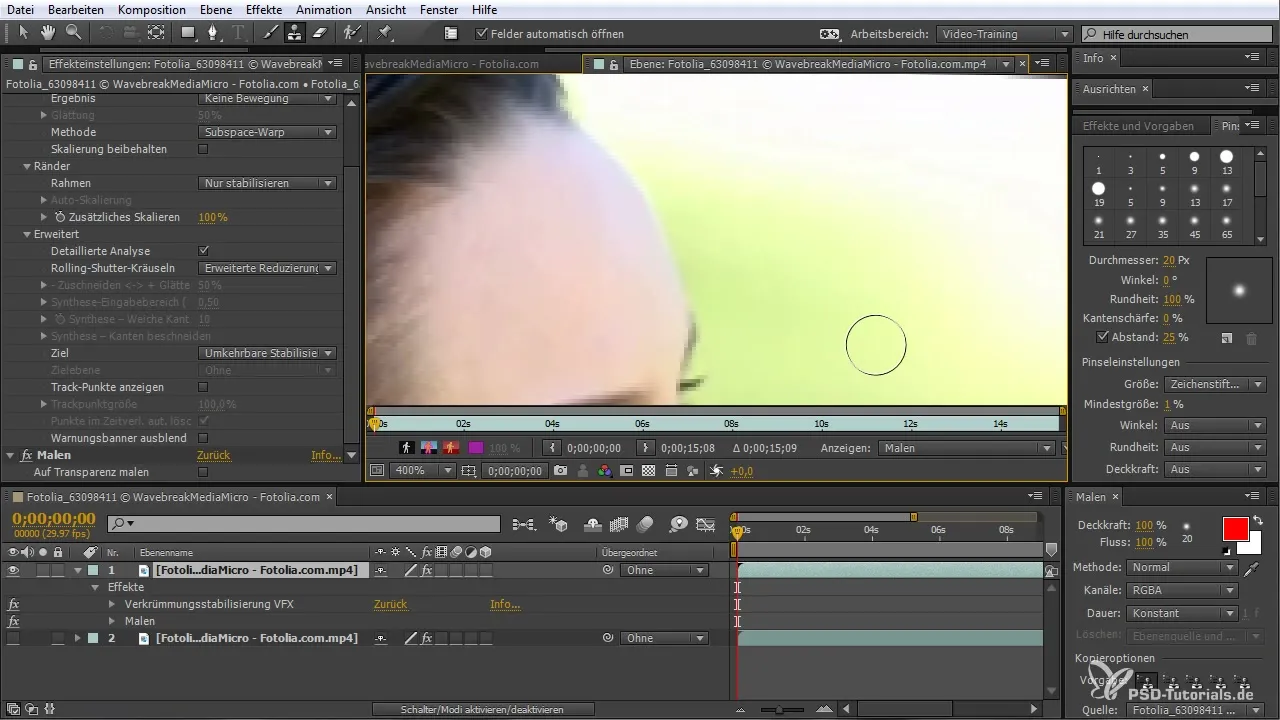 Stabilisiere Videos mit After Effects – Verkrümmungsstabilisierung