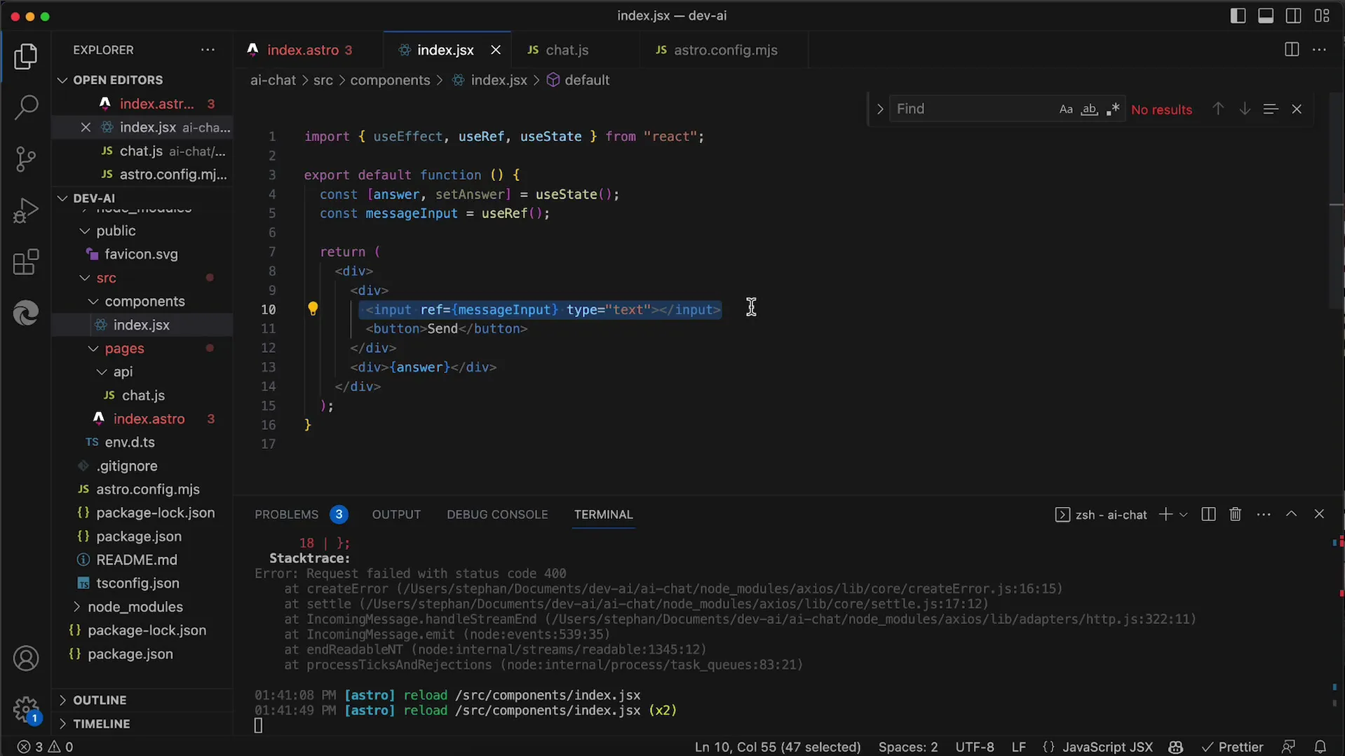 Základní uživatelské rozhraní v React s OpenAI API