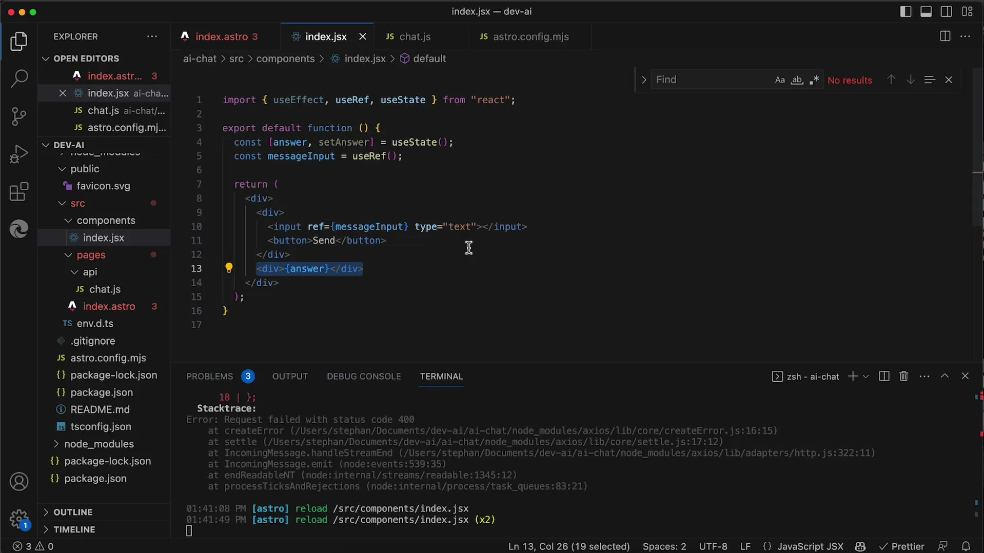 Základní uživatelské rozhraní v React s OpenAI API