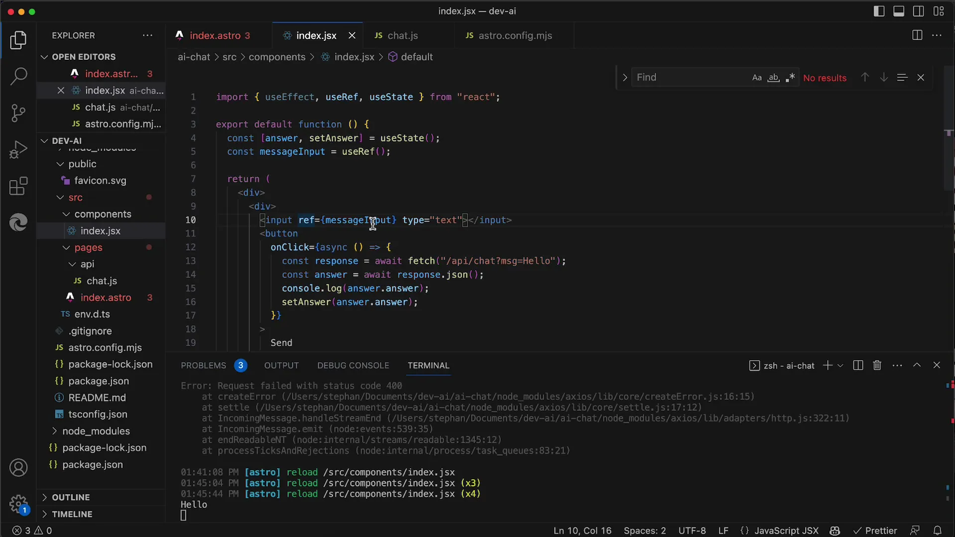 Základní uživatelské rozhraní v Reactu s OpenAI API