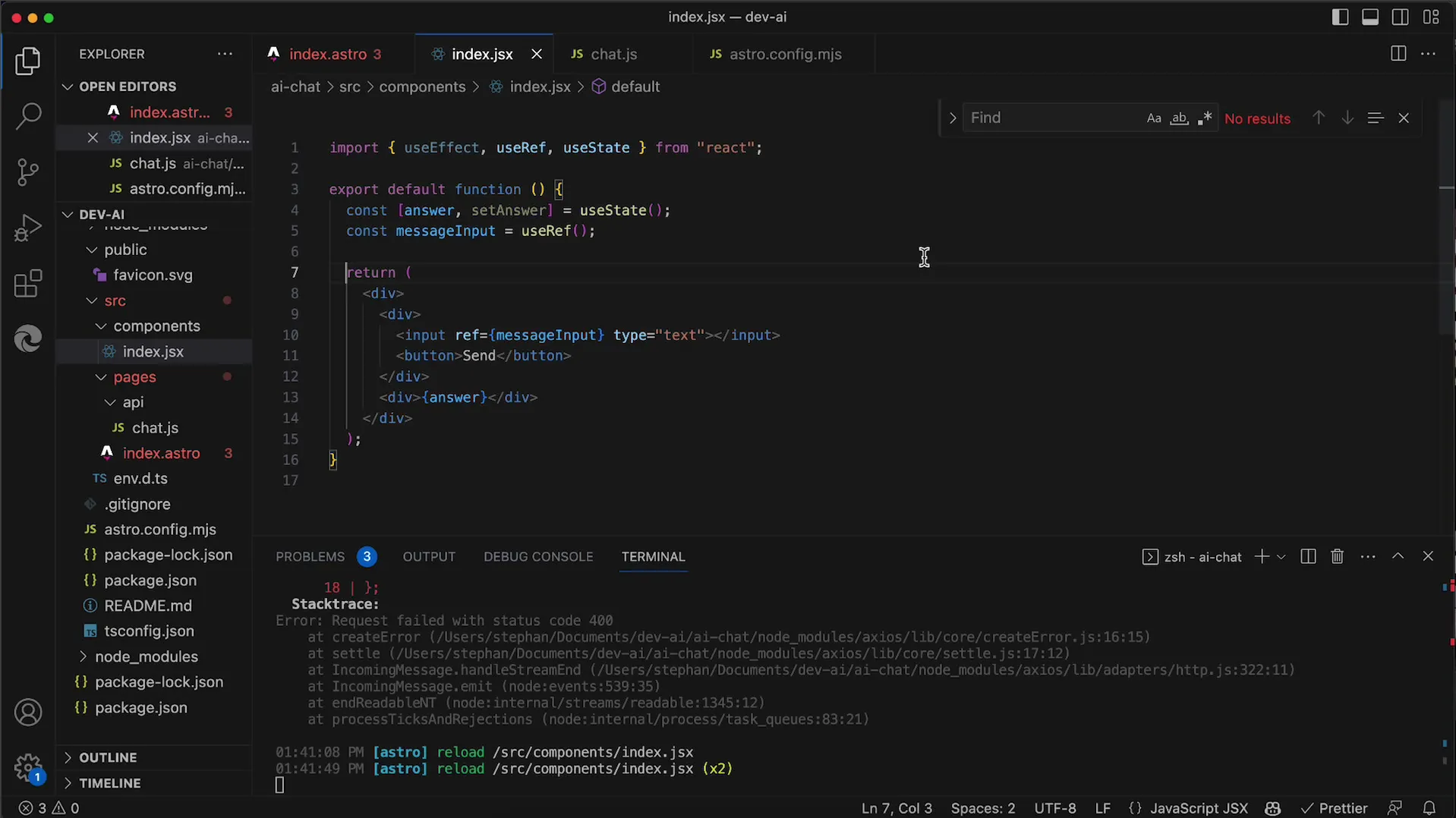 Základní uživatelské rozhraní v React s OpenAI API