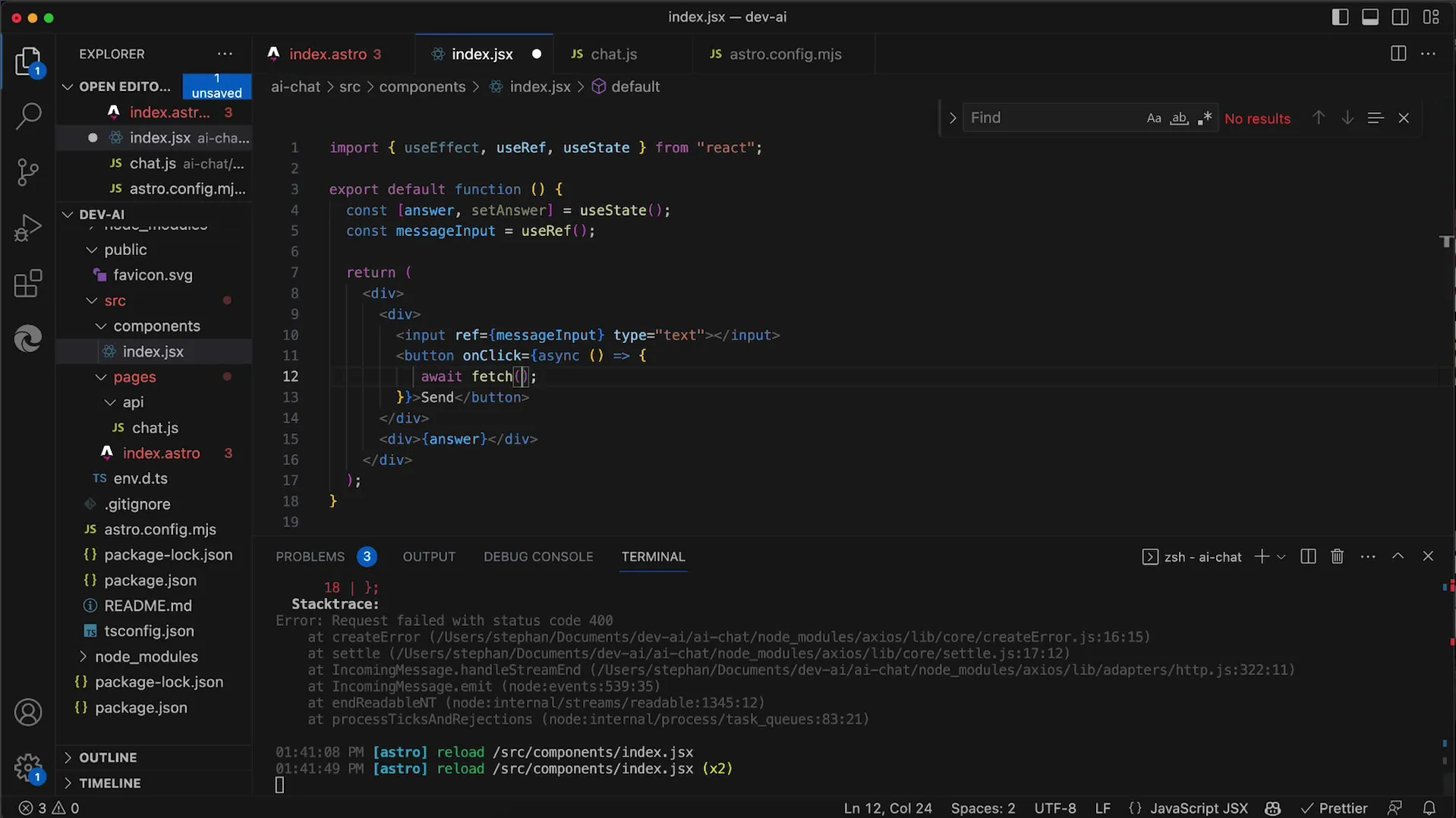 Základní uživatelské rozhraní v React s OpenAI API