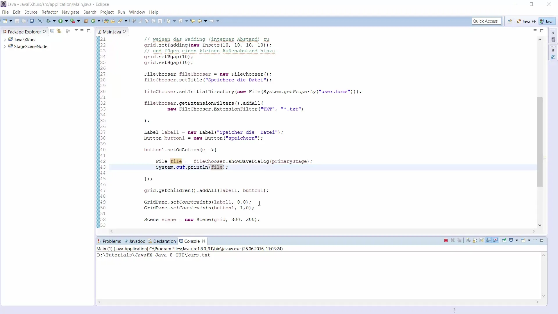 JavaFX FileChooser zum einfachen Auswählen und Speichern von Dateien