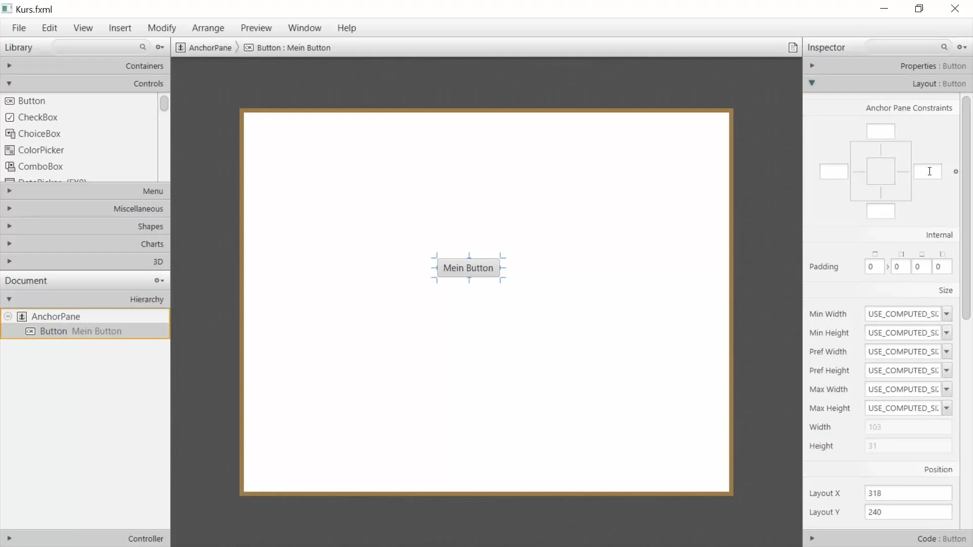 GUI-Entwicklung mit Scene Builder in JavaFX