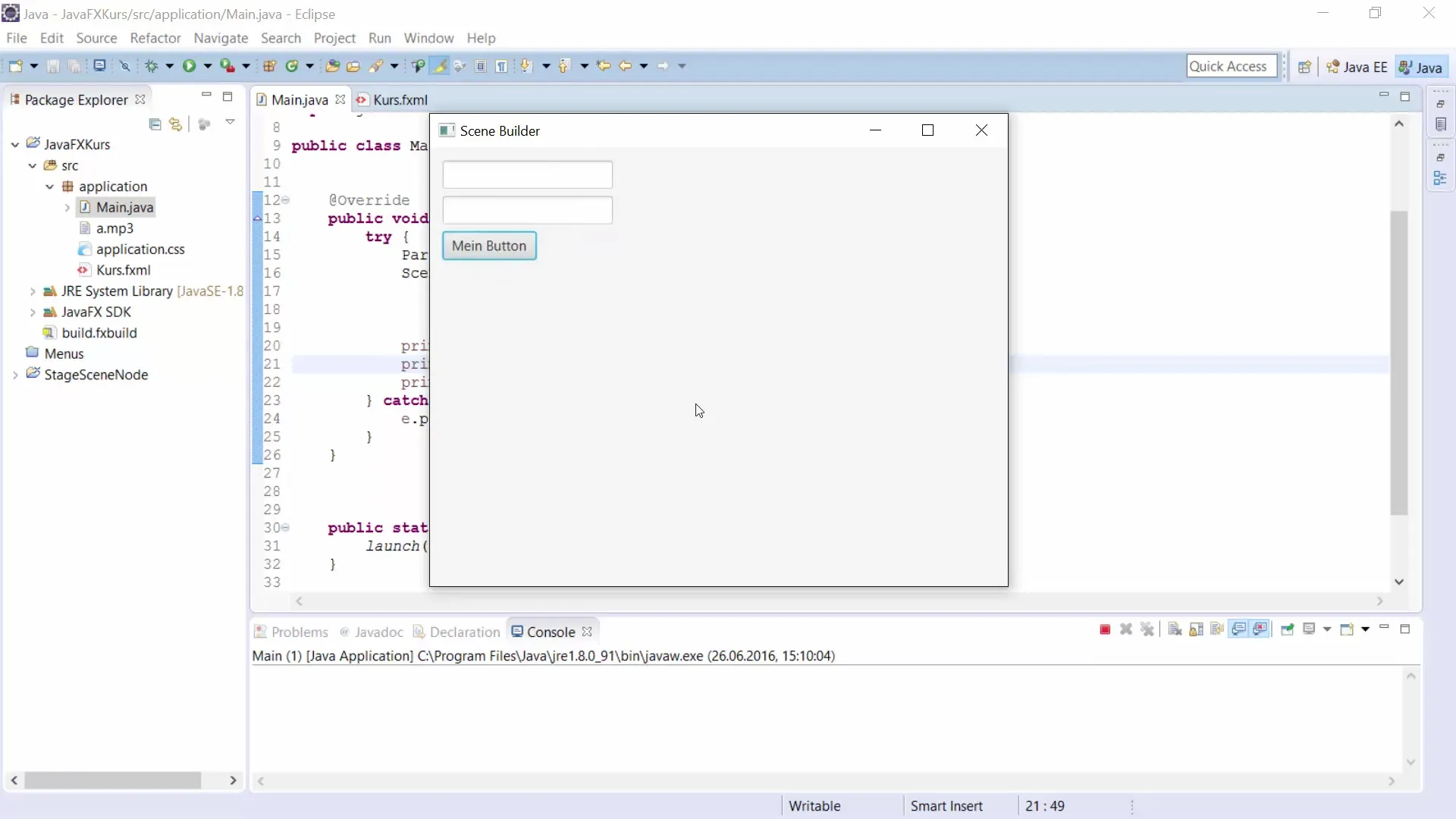 GUI-Entwicklung mit Scene Builder in JavaFX