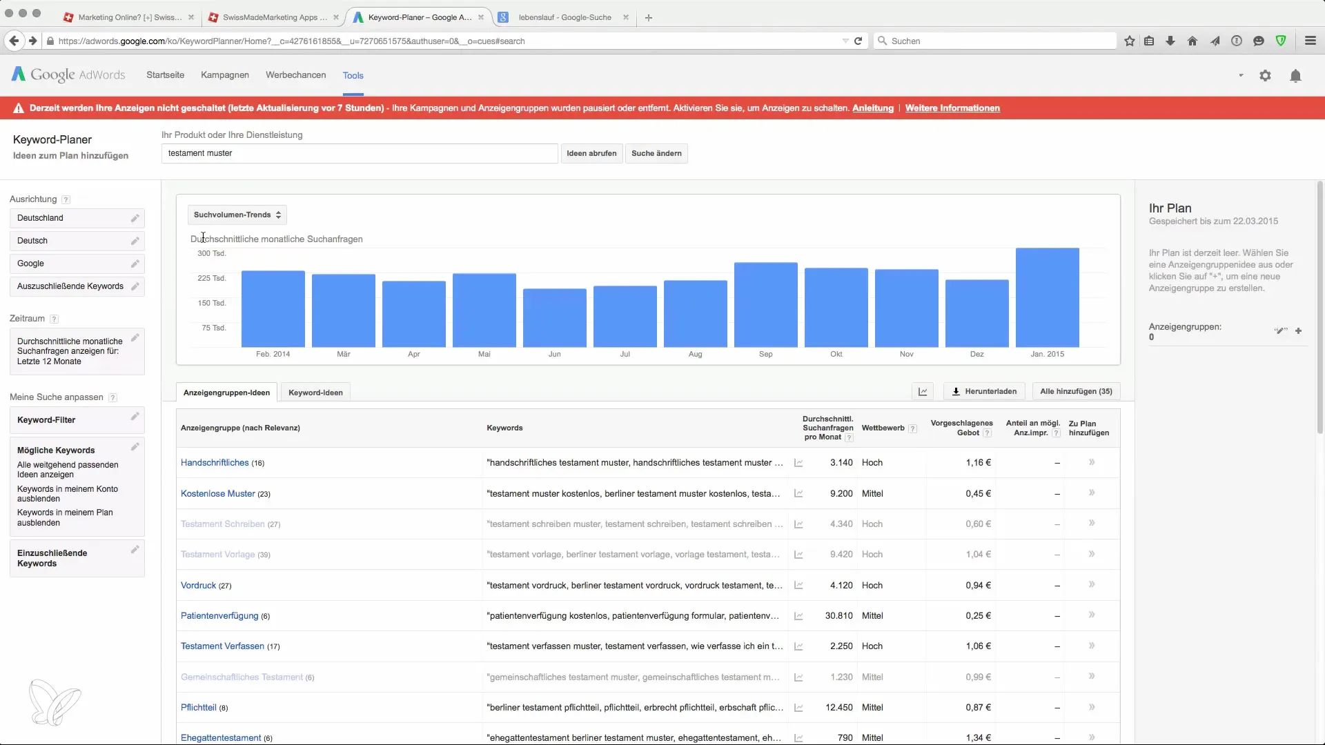 Keywords effektiv recherchieren mit Google AdWords