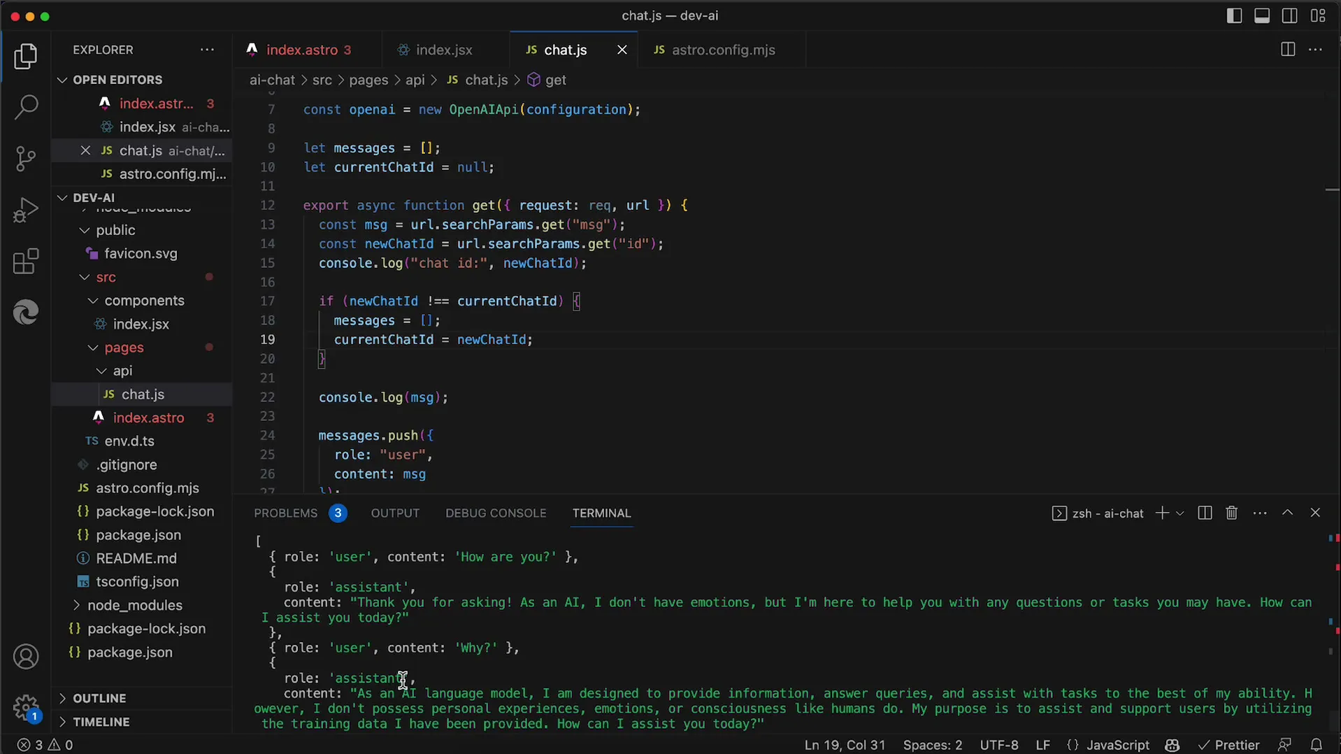Comment réinitialiser le chat avec l'API OpenAI
