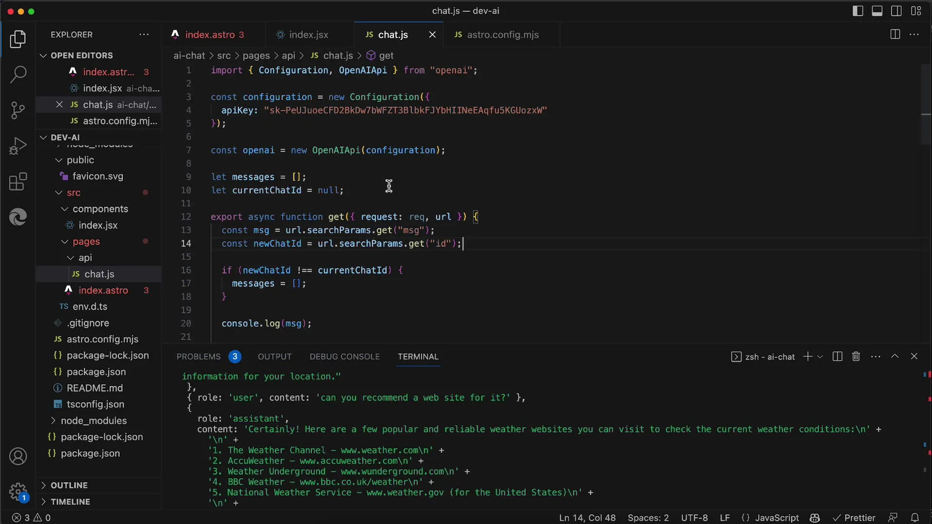 Comment réinitialiser le chat avec l'API OpenAI