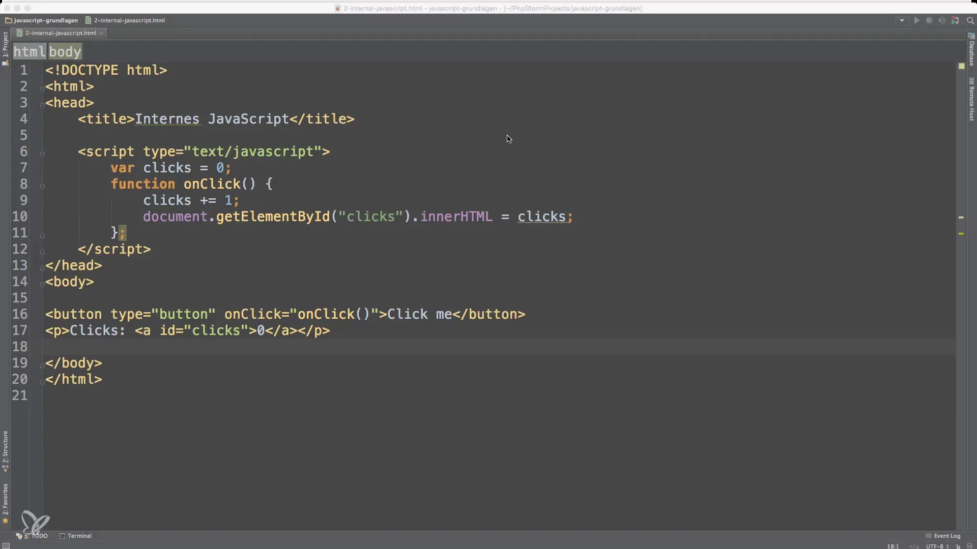 Intern indbinding af JavaScript – Vejledning til HTML-dokumenter Intern inbrydning af JavaScript – vejledning til HTML-dokumenter