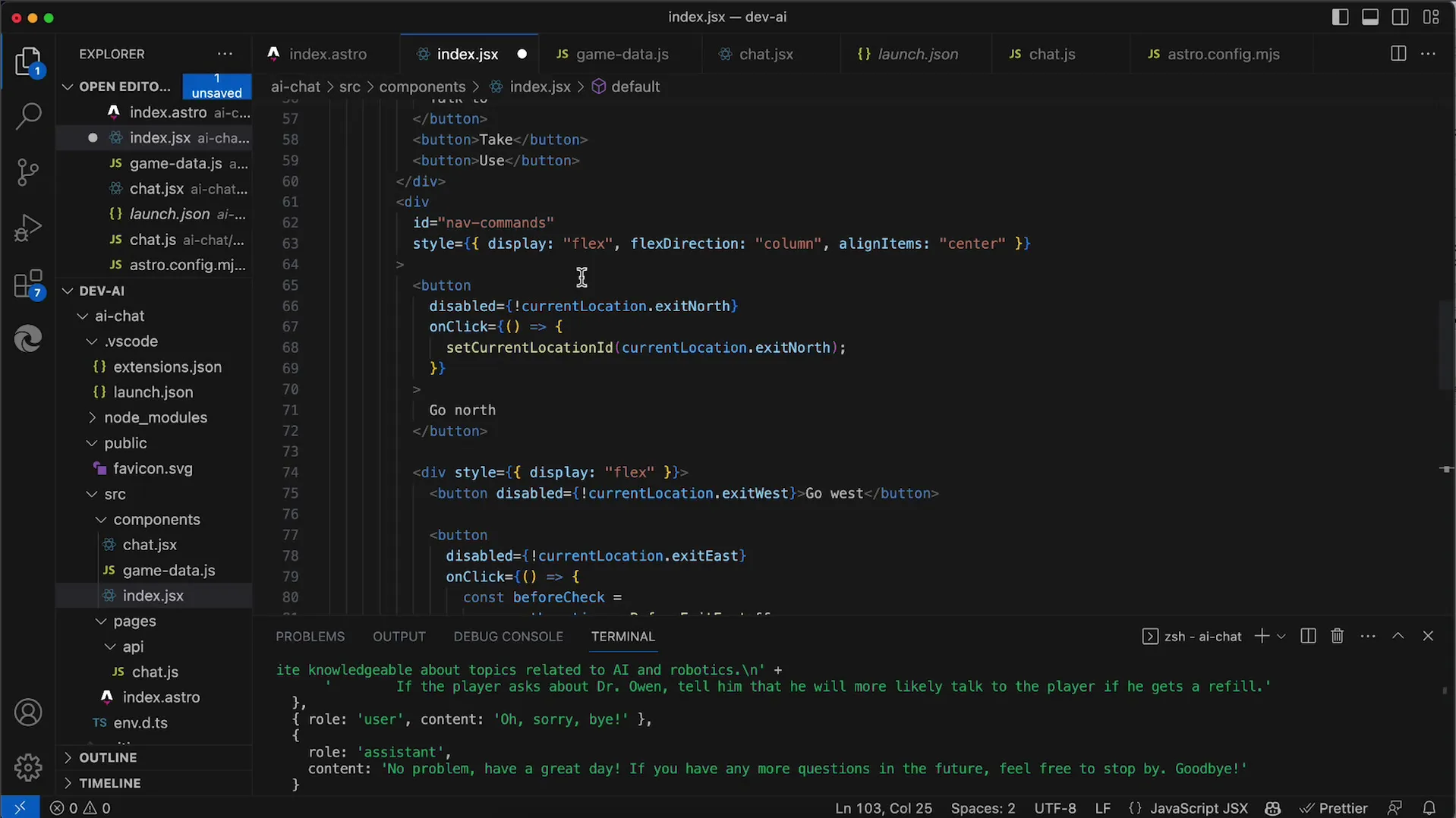 Tak hráč opouští chat v OpenAI API