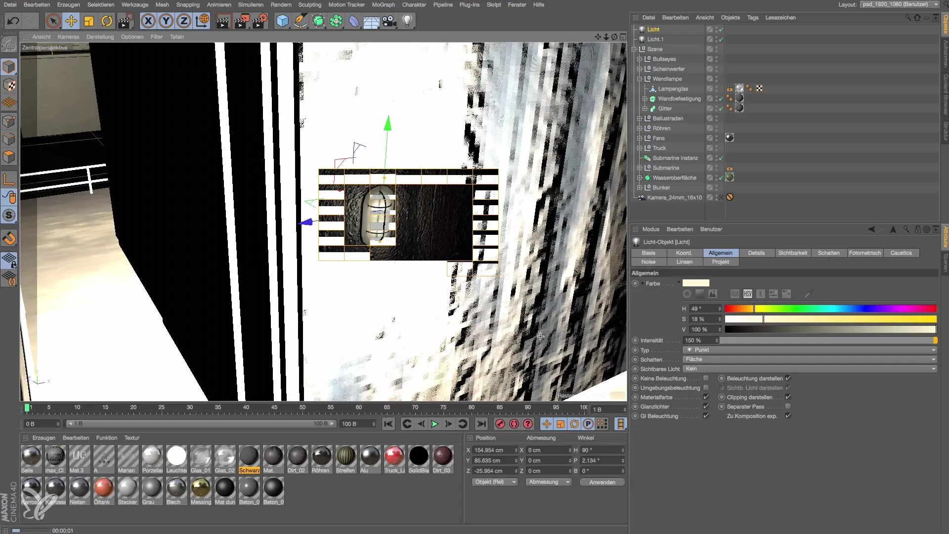 Principes de l'éclairage dans Cinema 4D - Applique Fondamentaux de l'éclairage dans Cinema 4D – Applique murale