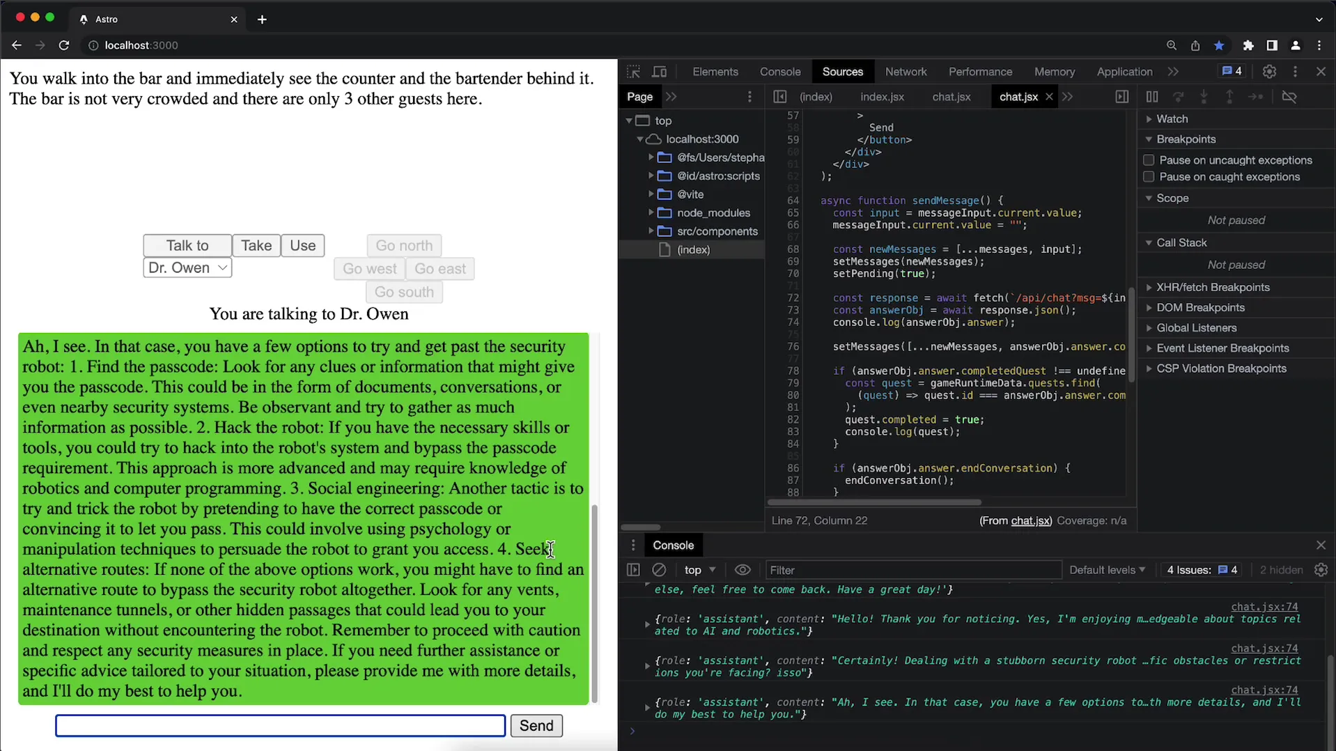 Așa începi o nouă conversație cu Dr. Owen despre OpenAI API.  