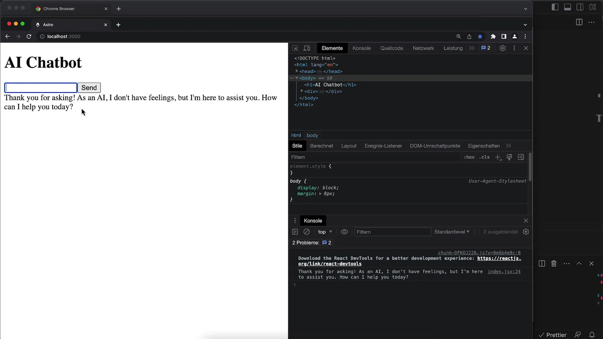 Vylepšit UX pro chatovací aplikaci s OpenAI API