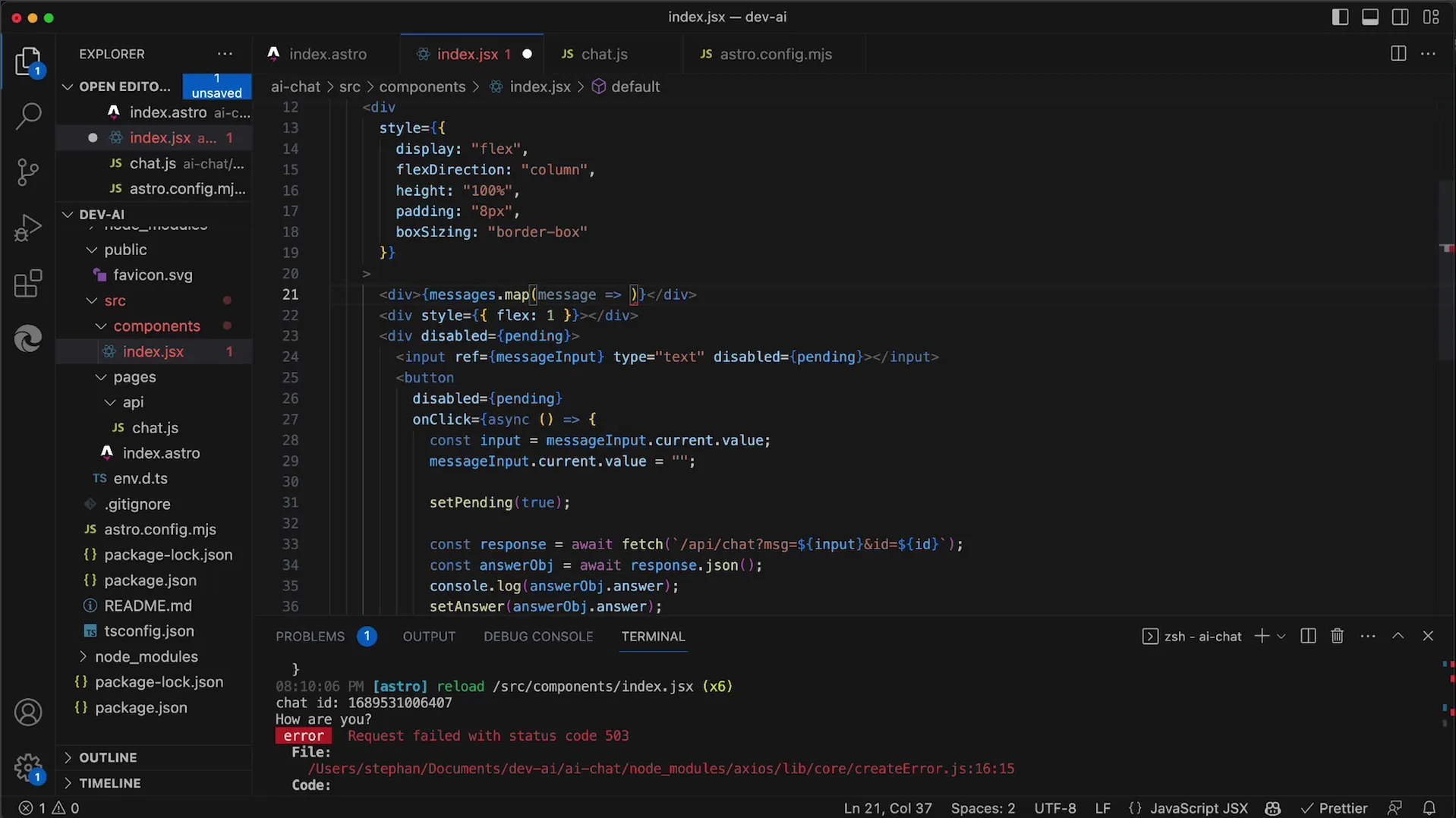 Vylepšit UX pro chatovací aplikaci s OpenAI API. 