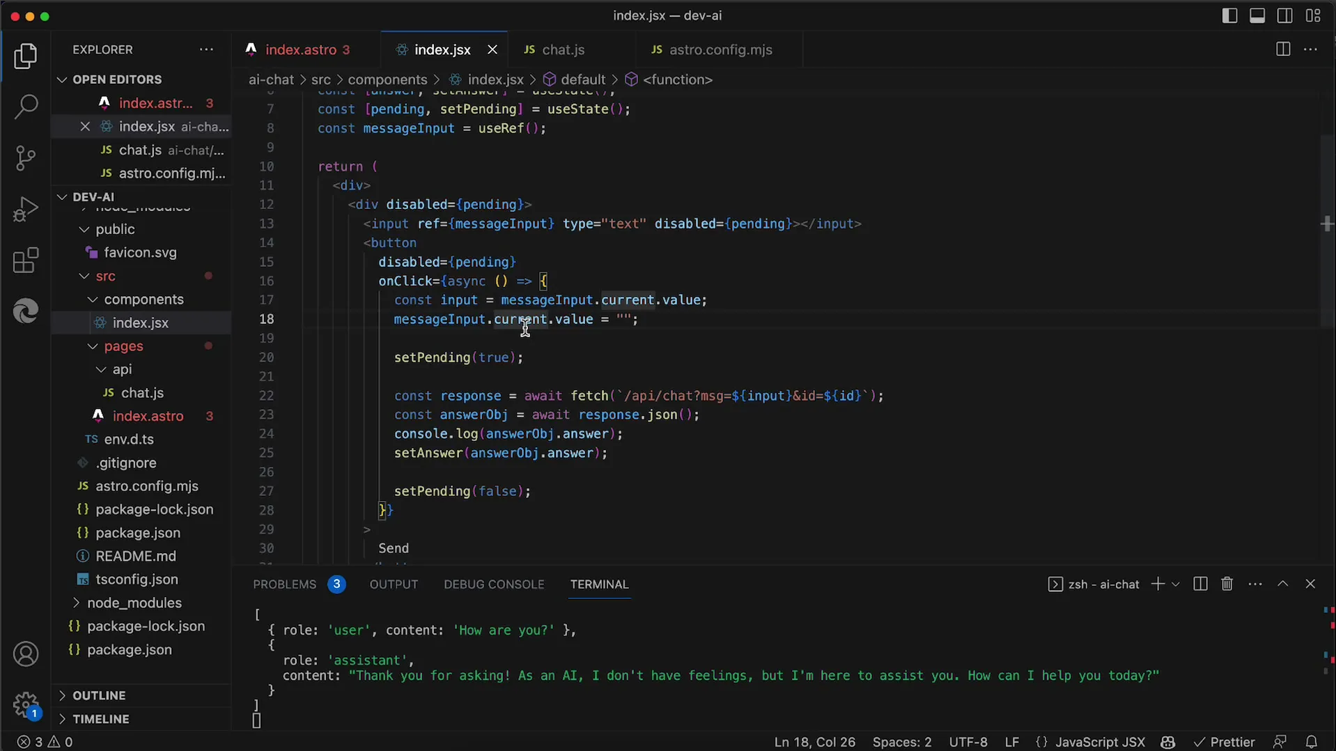 Zlepšit UX pro chatovací aplikaci s OpenAI API