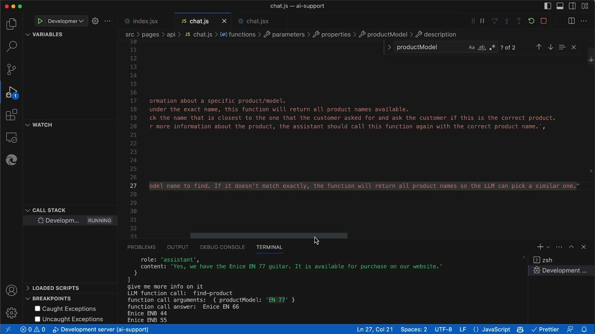 Implementation of a fuzzy product search with OpenAI API