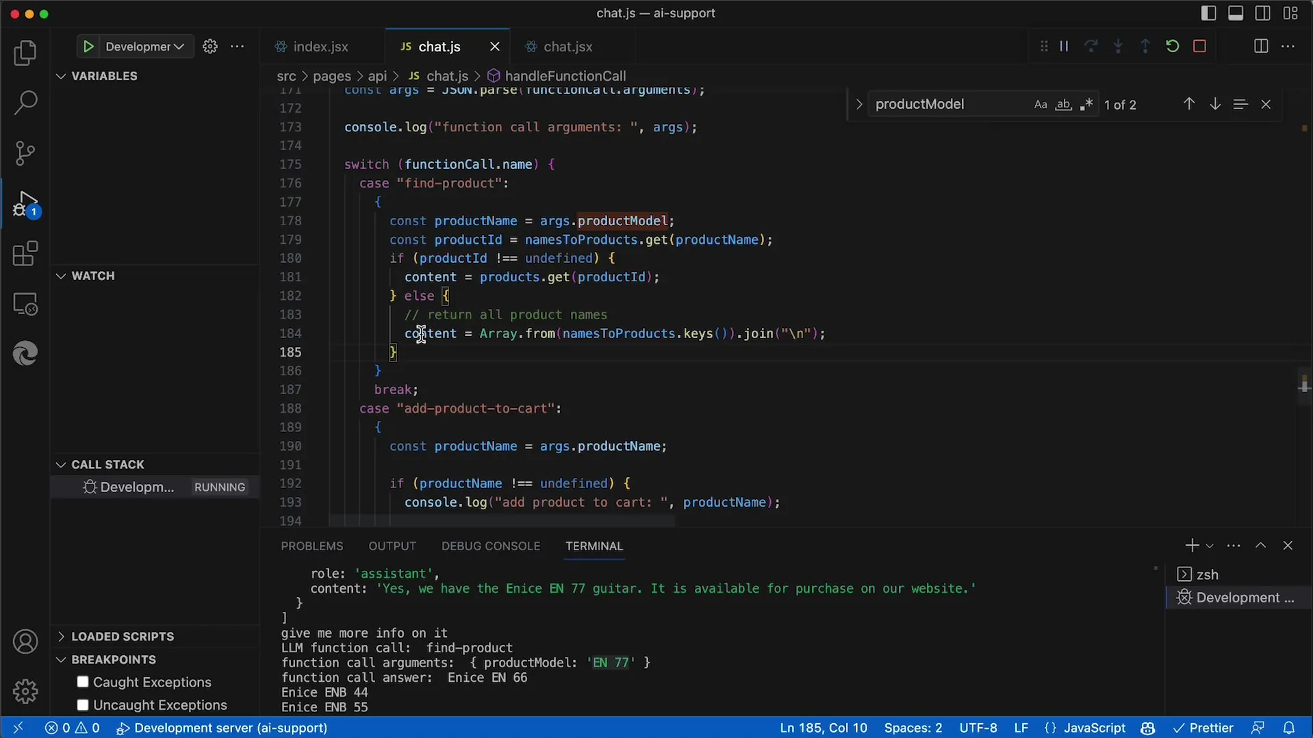 Implementation of a fuzzy product search with OpenAI API