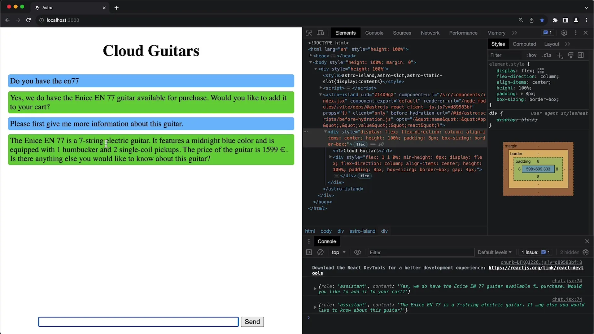 Implementation of a fuzzy product search with OpenAI API