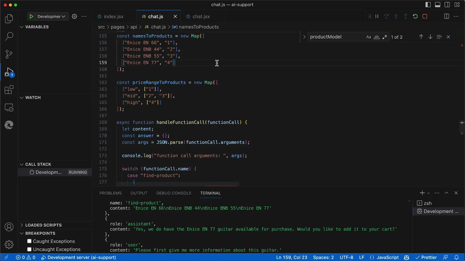 Implementation of a fuzzy product search with OpenAI API