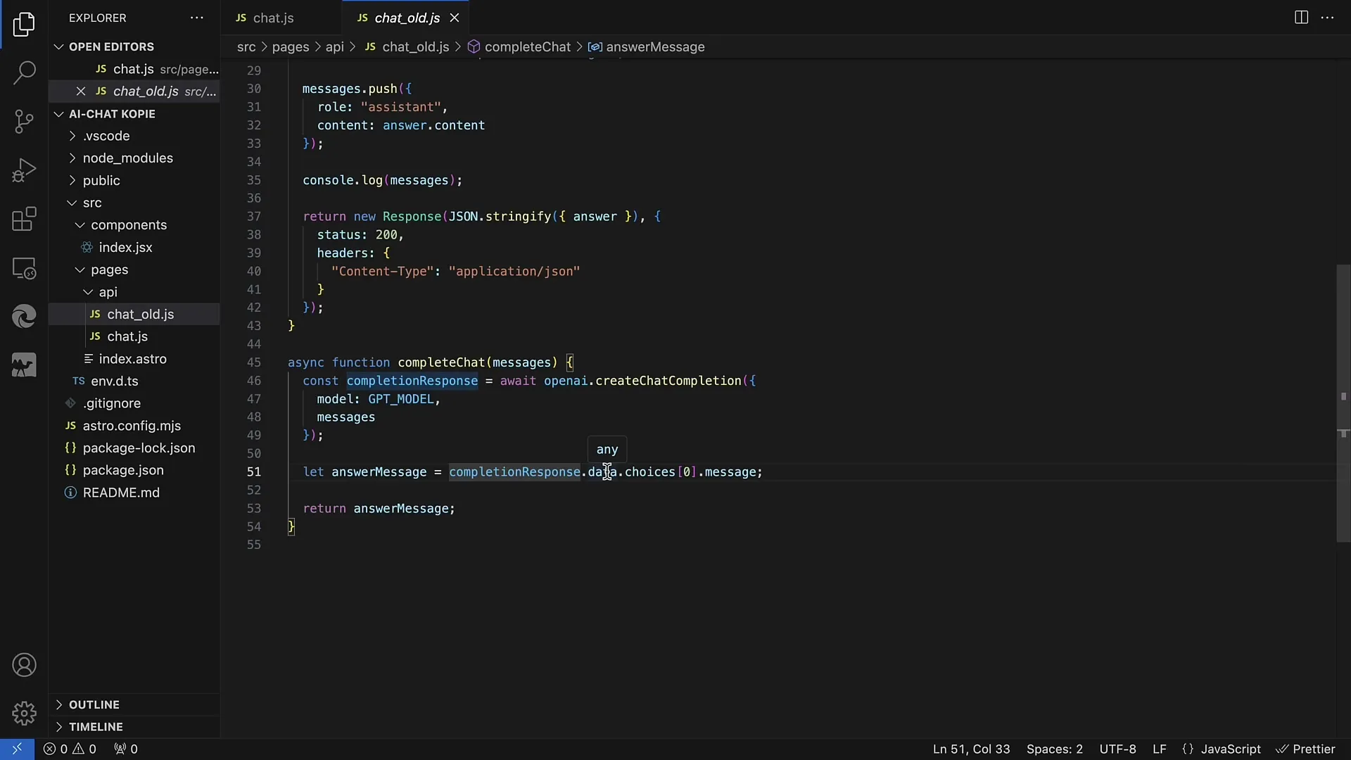 OpenAI API: Effectuer des changements et des réglages importants dans AstroJS