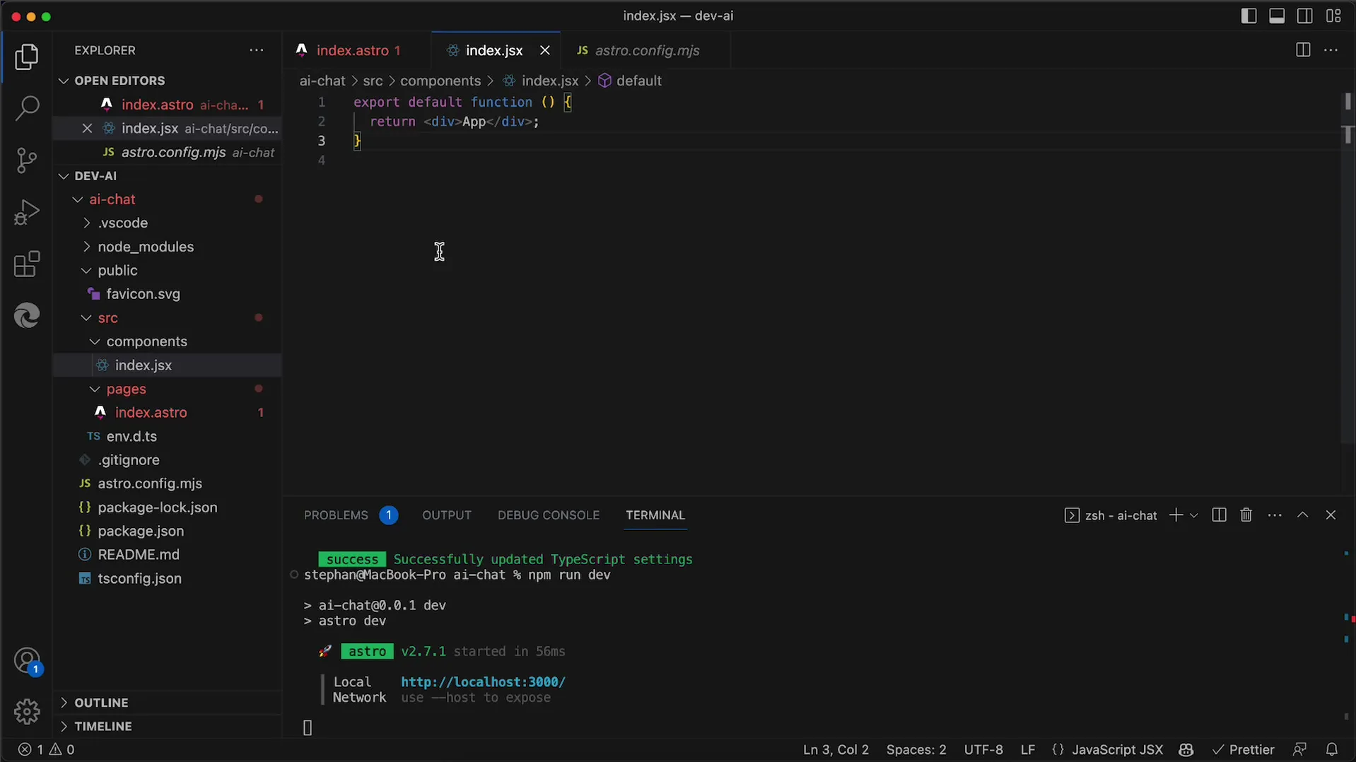 Integrace Reactu do tvé aplikace Astro