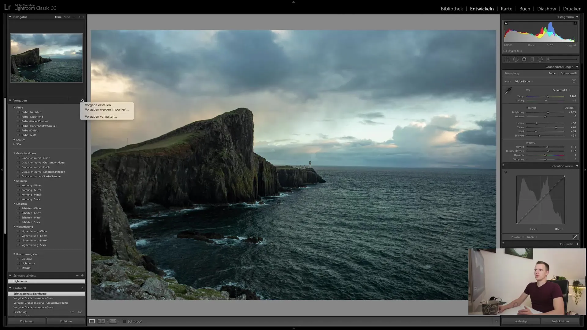 Lightroom Classic CC: Log, anlık görüntü ve ön ayarlar kapsamlı olarak açıklanmıştır