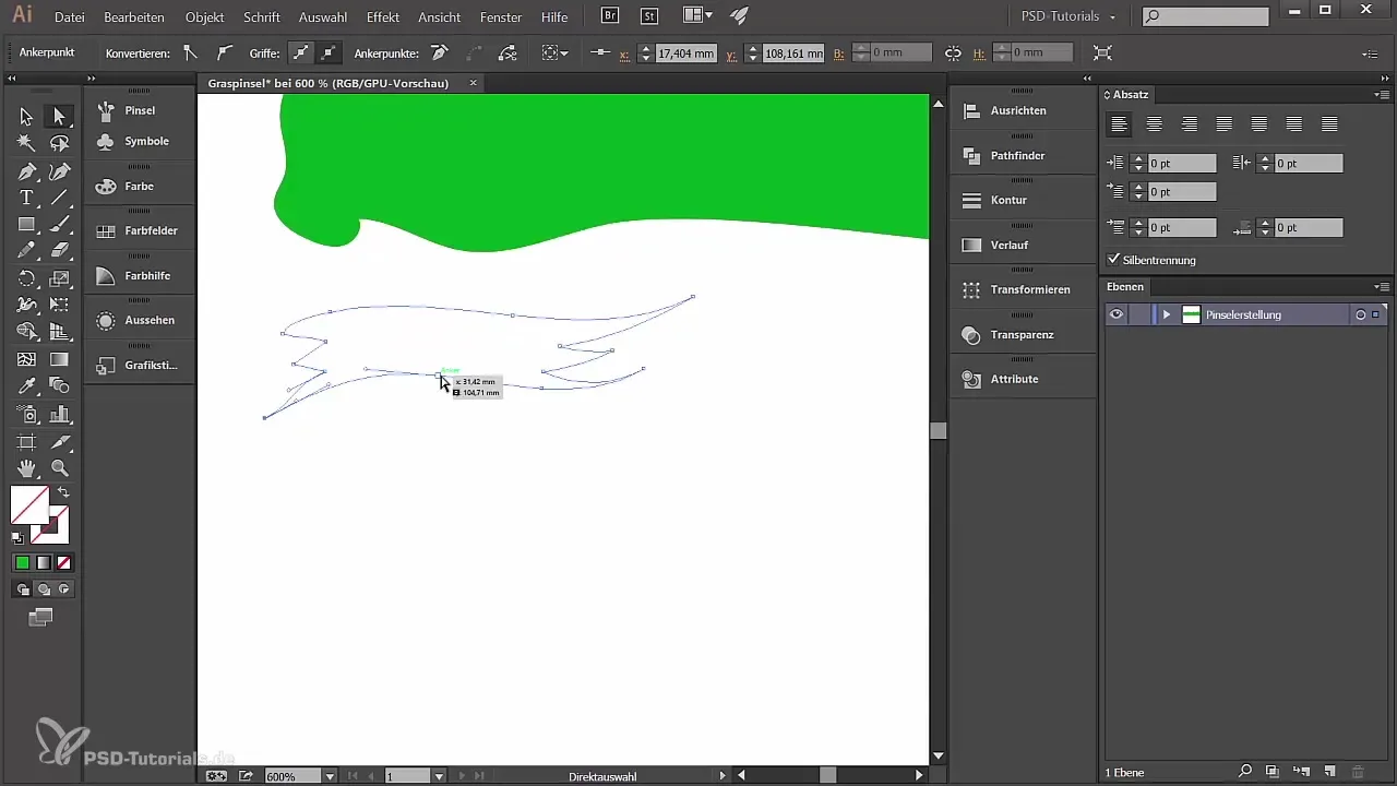 Sukurti žolės tekstą su individualiais teptukais Illustrator programoje