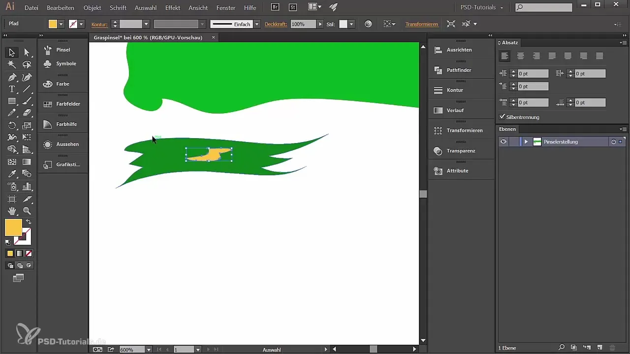 Sukurkite žolės tekstą su individualiais šepetėliais Illustrator