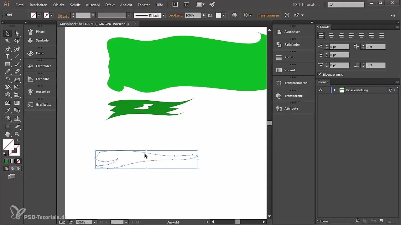 Sukurkite žolės tekstą su individualiais šepetėliais Illustrator