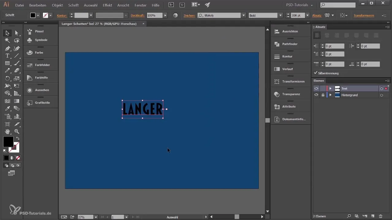 Sukurkite tekstą su ilgu šešėliu Adobe Illustrator