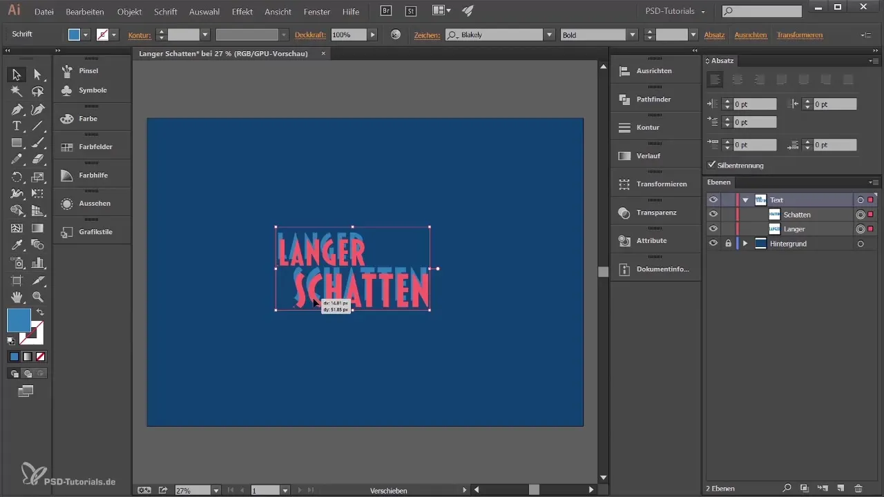 Sukurti tekstą su ilgu šešėliu Adobe Illustrator