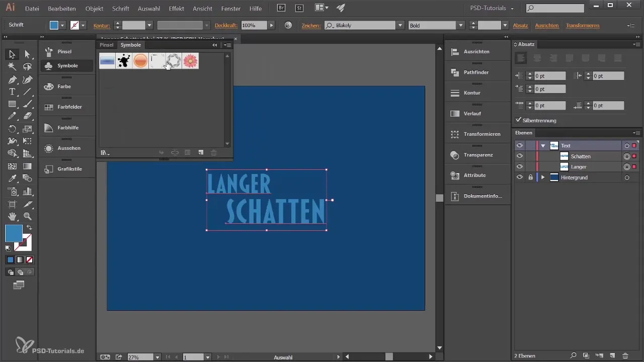 Sukurkite tekstą su ilgu šešėliu Adobe Illustrator