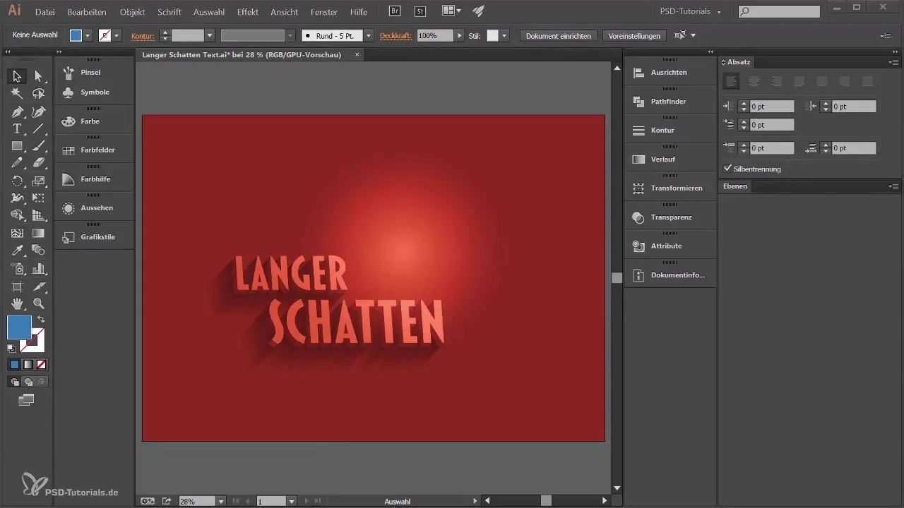 Sukurkite tekstą su ilgu šešėliu Adobe Illustrator