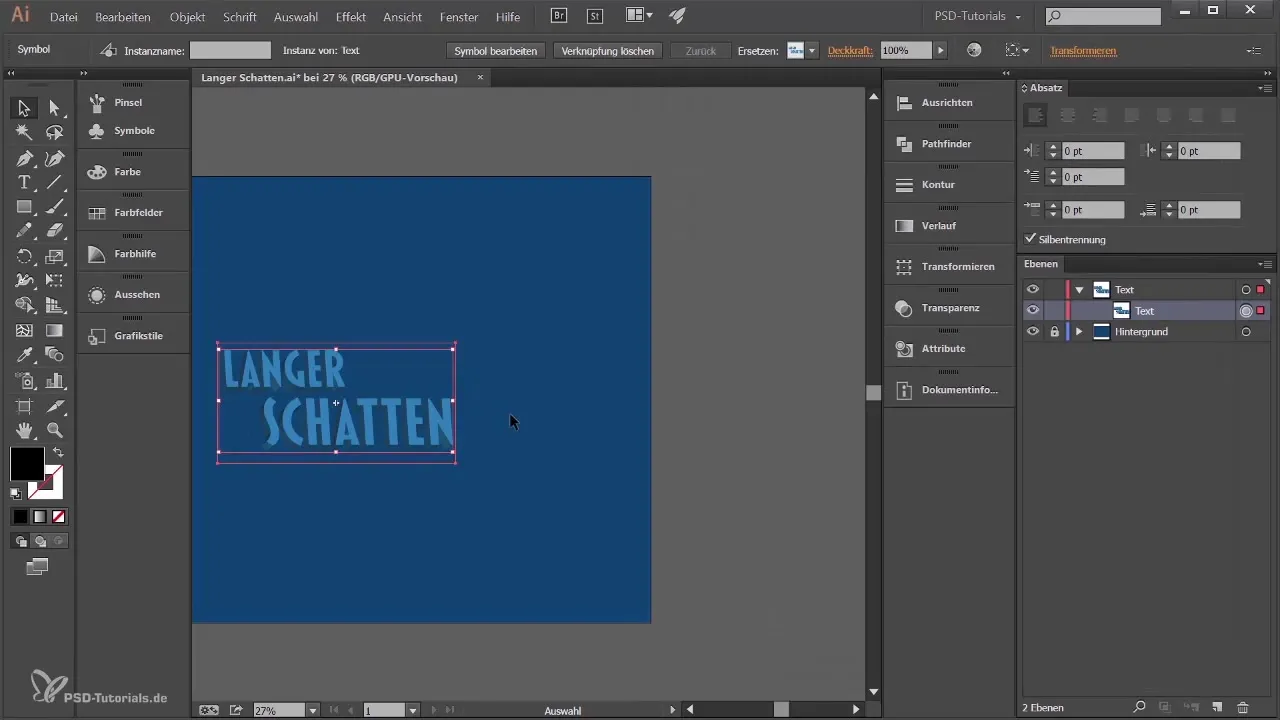 3D tekstas su ilgu šešėliu Illustrator programa sukurti