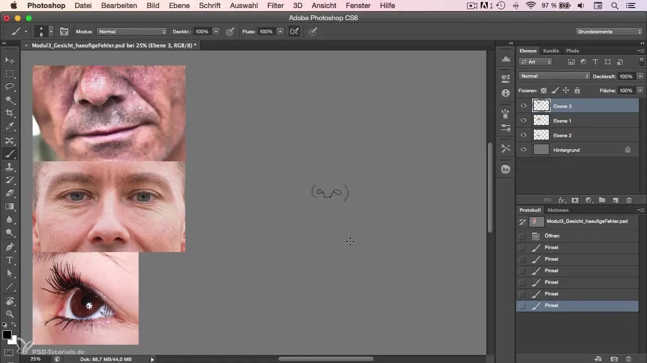 Error in character painting: painting nose, eyes, and mouth correctly