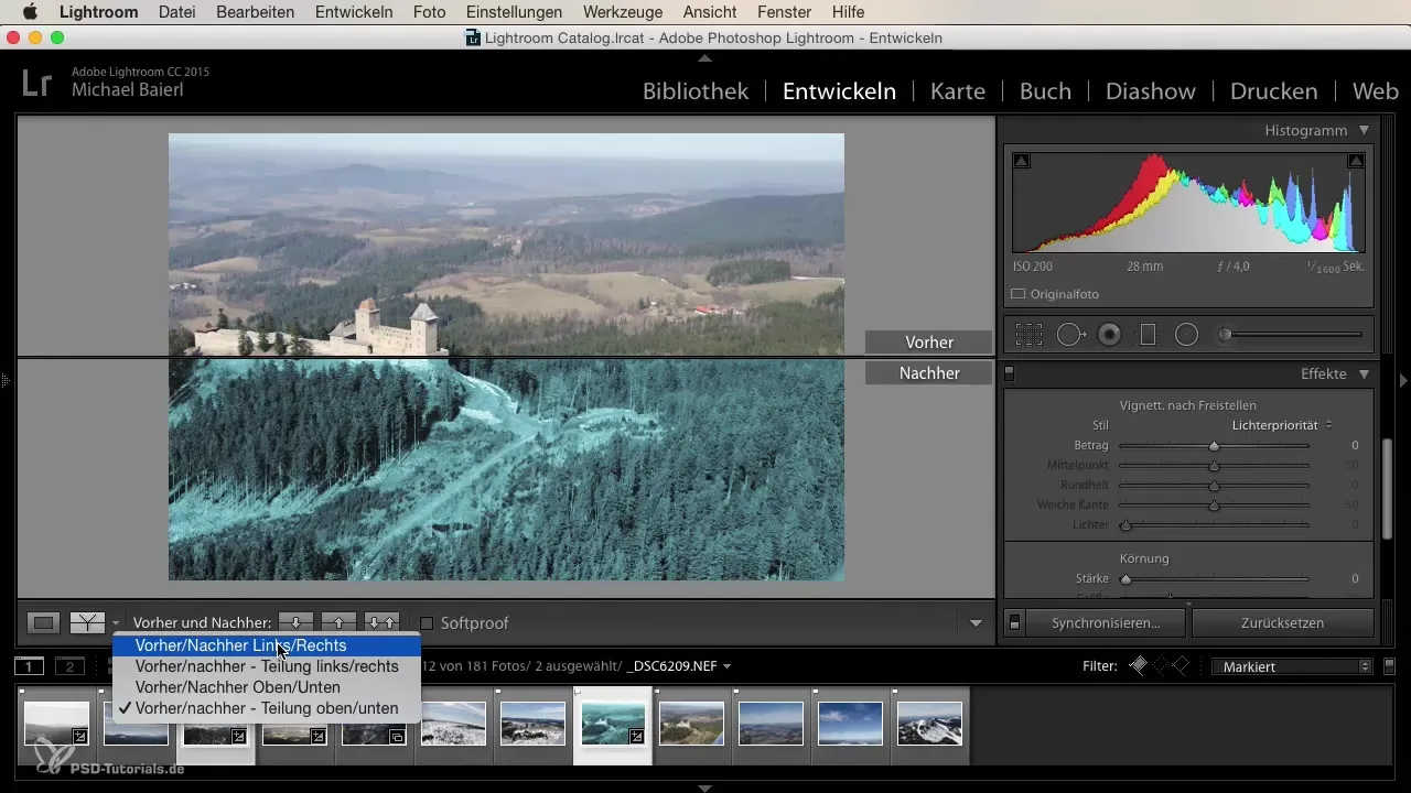 Vorher/Nachher-Vergleich in Lightroom für Einsteiger nutzen