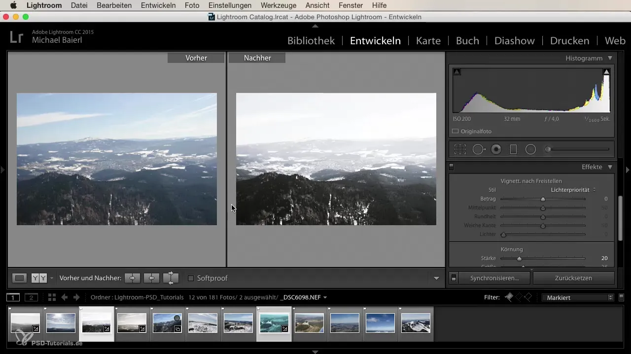 Vorher/Nachher-Vergleich in Lightroom für Einsteiger nutzen