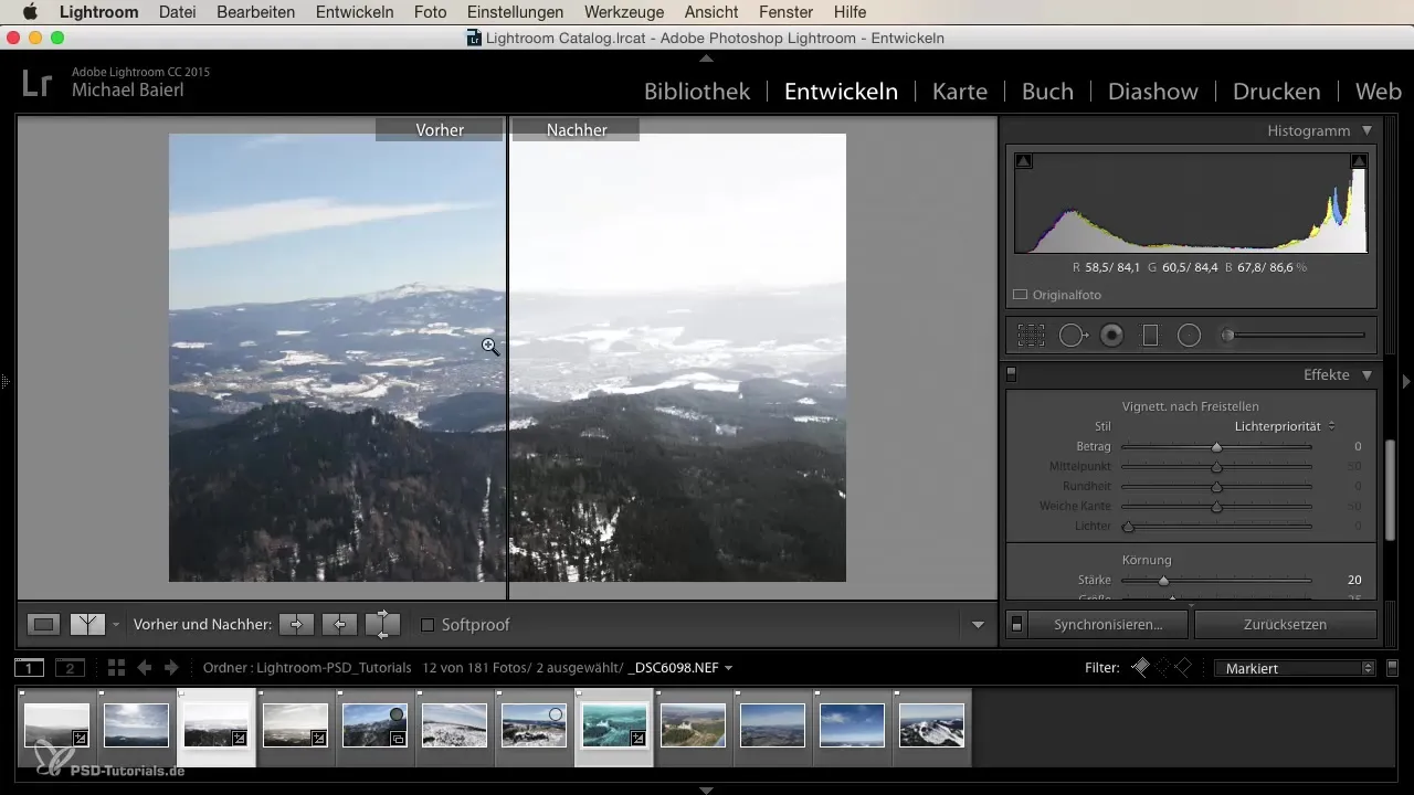 Vorher/Nachher-Vergleich in Lightroom für Einsteiger nutzen