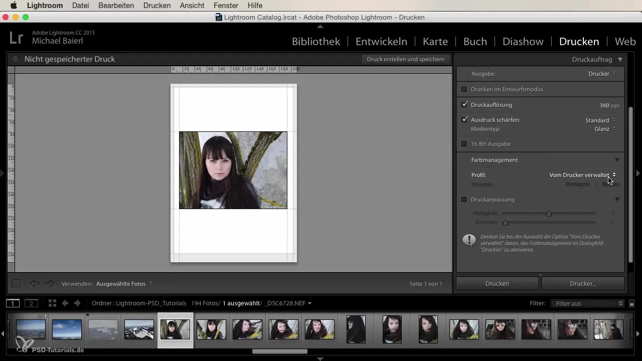 Lightroom color space settings for successful printing