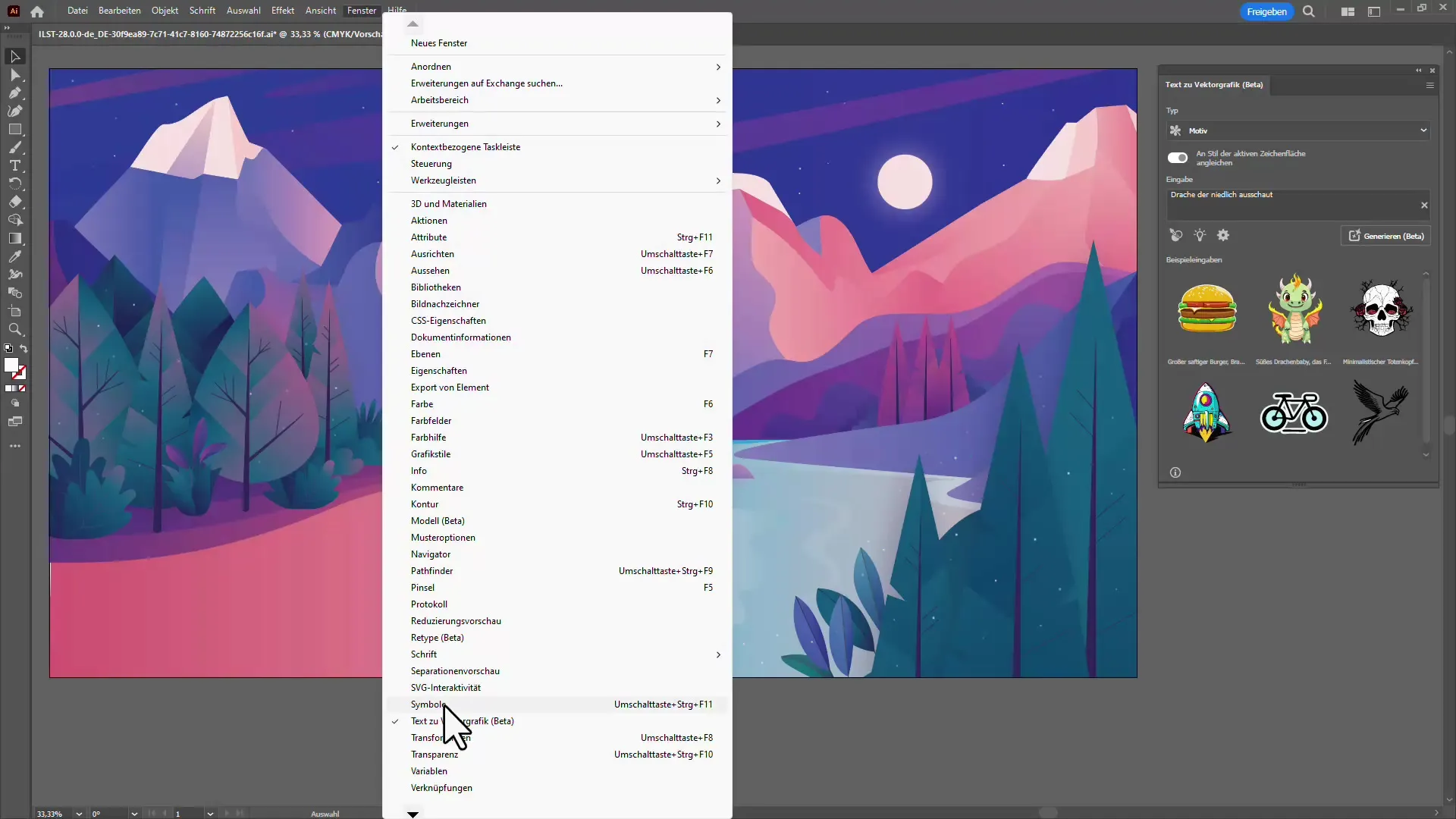 Naujausios KI funkcijos Illustrator CC 2024