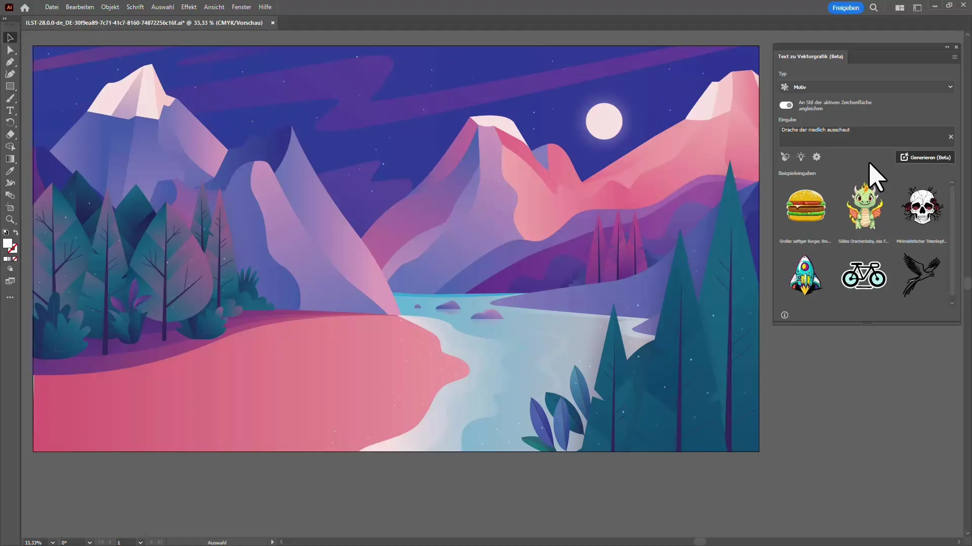 Naujausios KI funkcijos Illustrator CC 2024