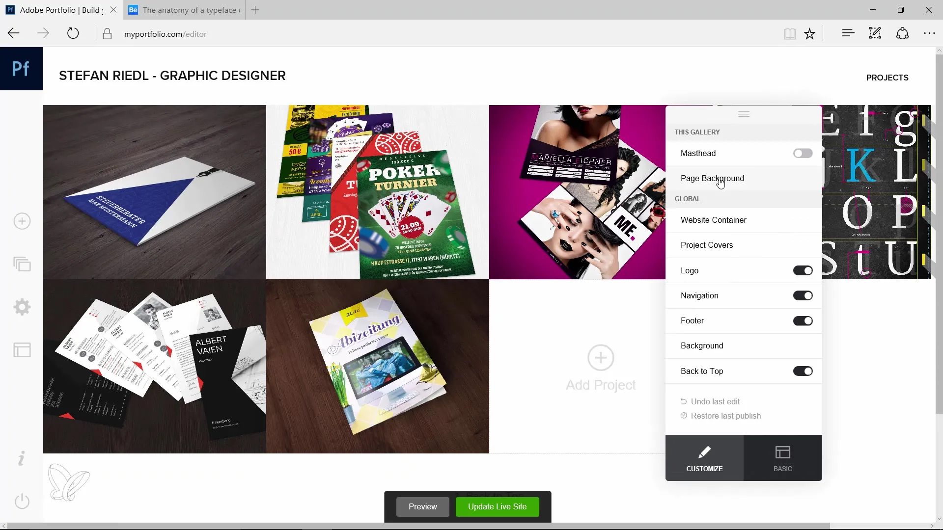 Designs nemt offentliggøre med Adobe Portfolio